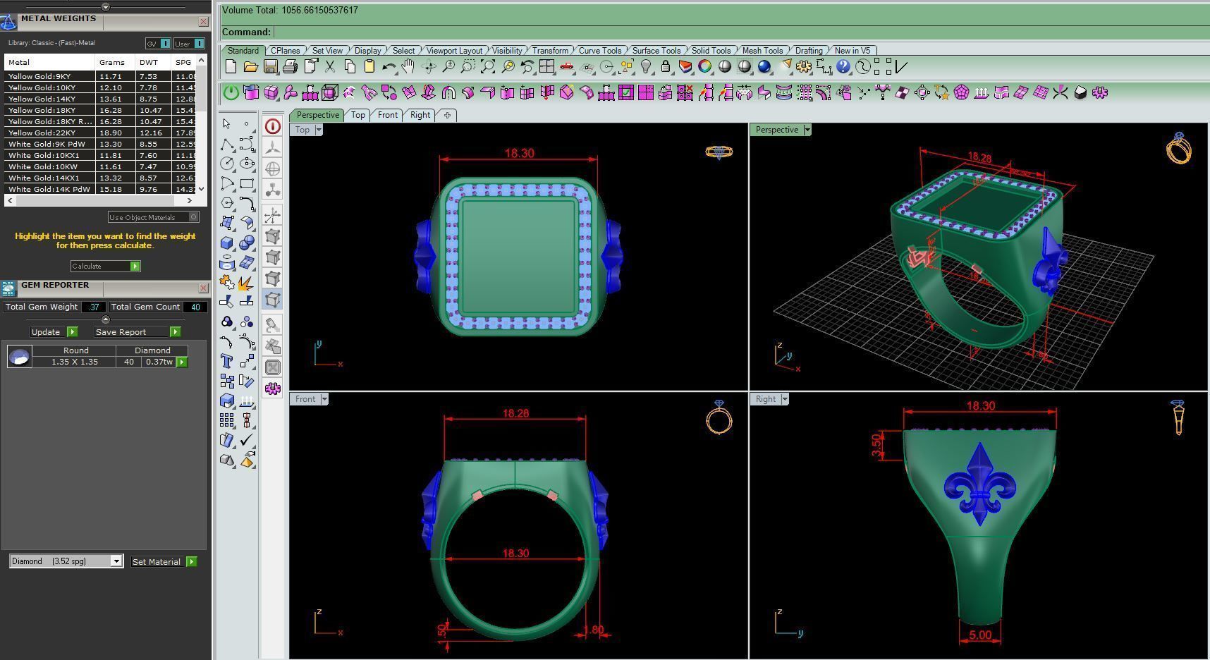 Ring M149 Mens luxury ring with enamel and gems 3D print model_7
