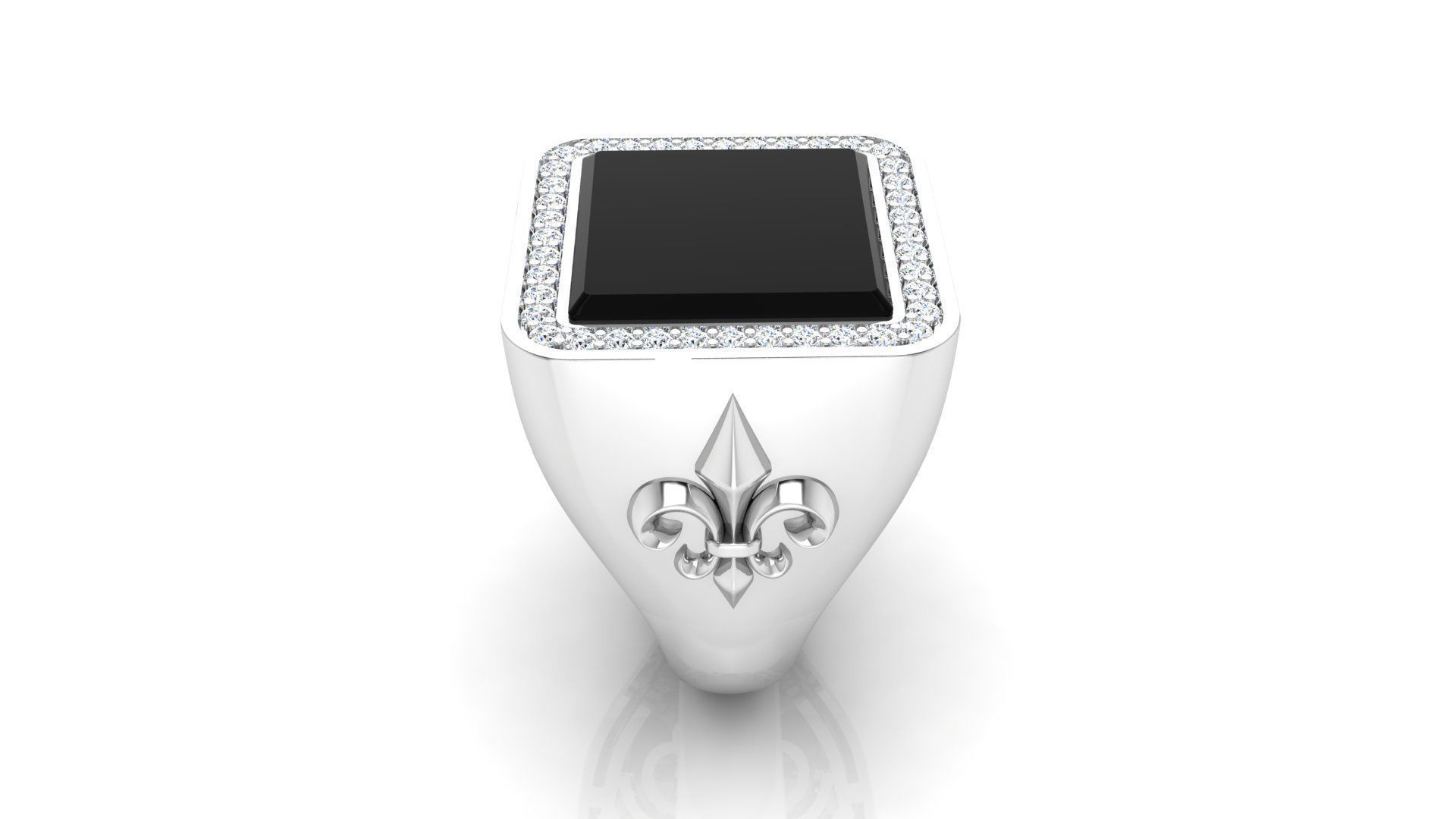Ring M149 Mens luxury ring with enamel and gems 3D print model_26