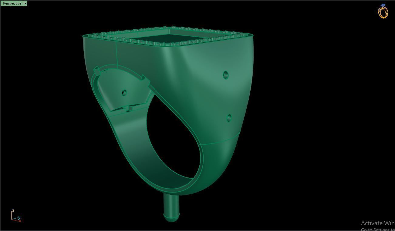 Ring M149 Mens luxury ring with enamel and gems 3D print model_17