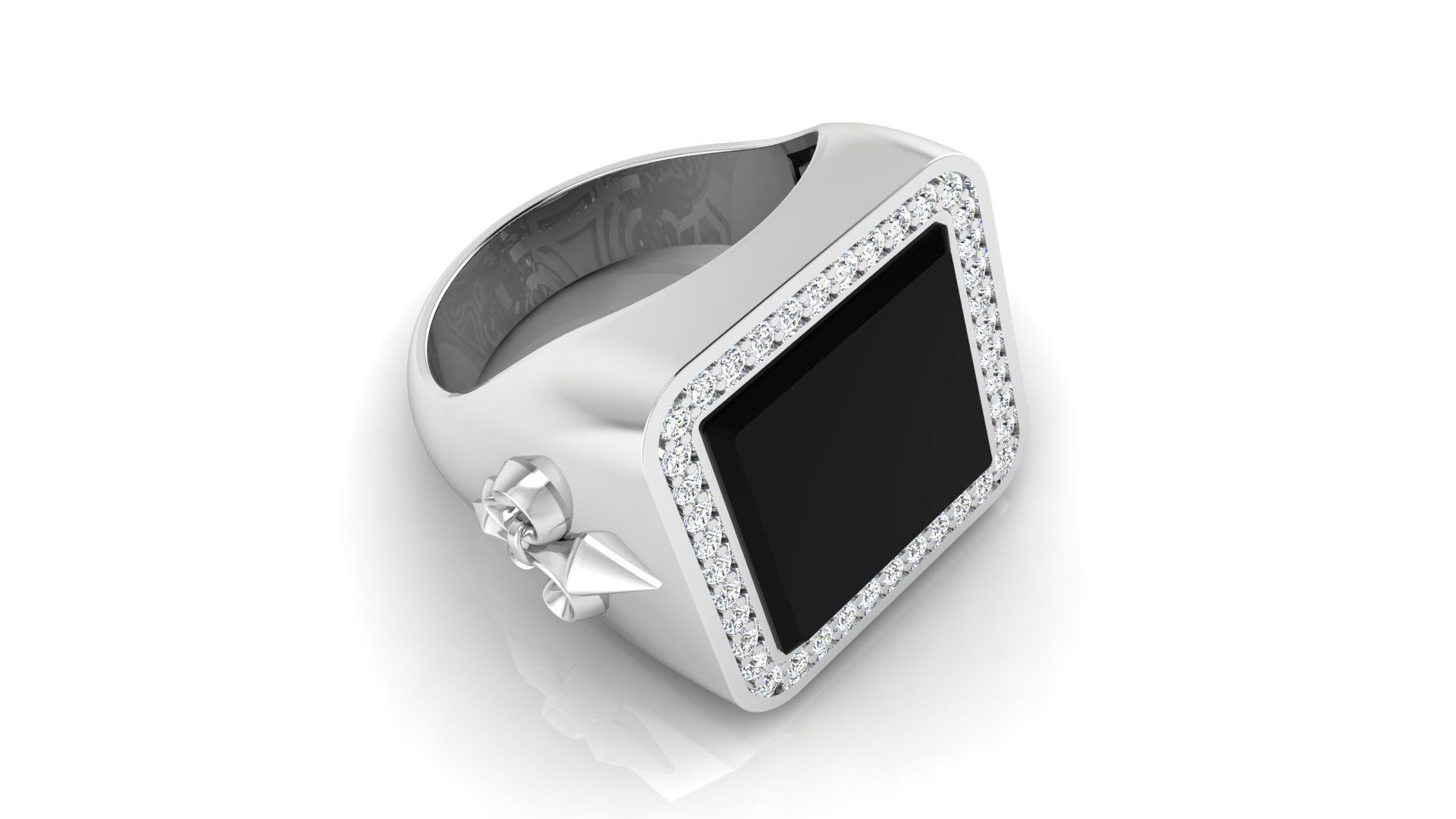 Ring M149 Mens luxury ring with enamel and gems 3D print model_34