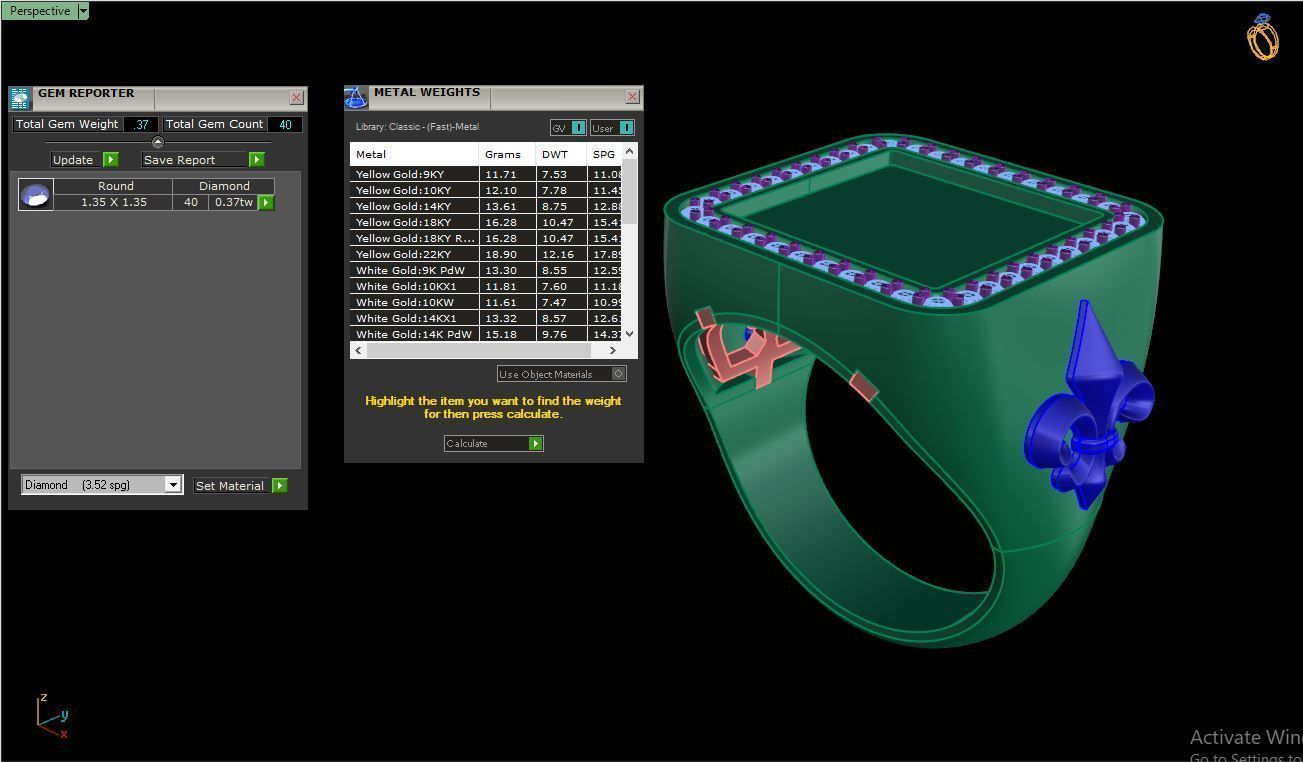 Ring M149 Mens luxury ring with enamel and gems 3D print model_12