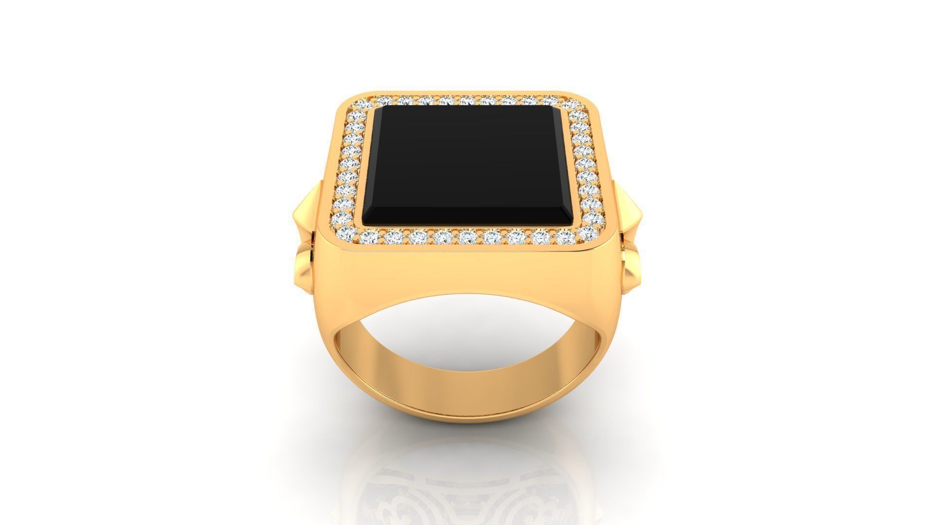 Ring M149 Mens luxury ring with enamel and gems 3D print model_1