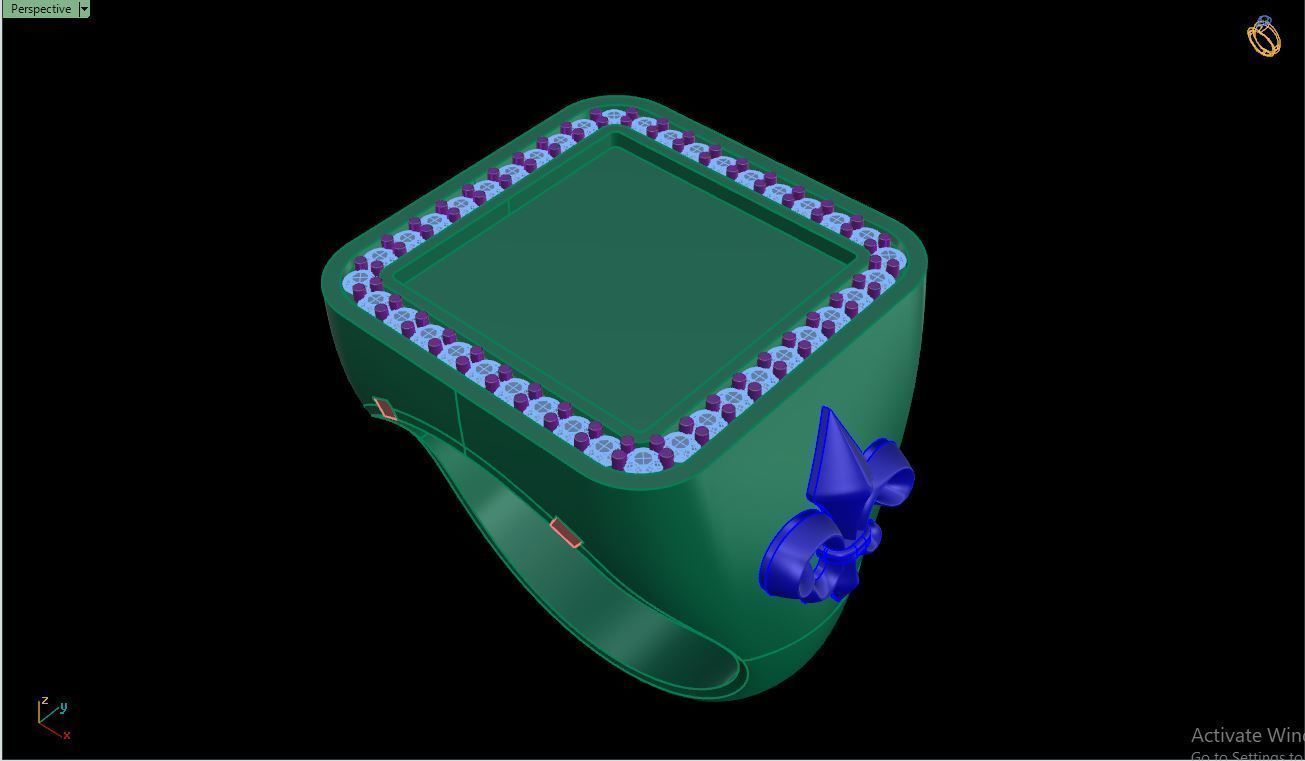 Ring M149 Mens luxury ring with enamel and gems 3D print model_14