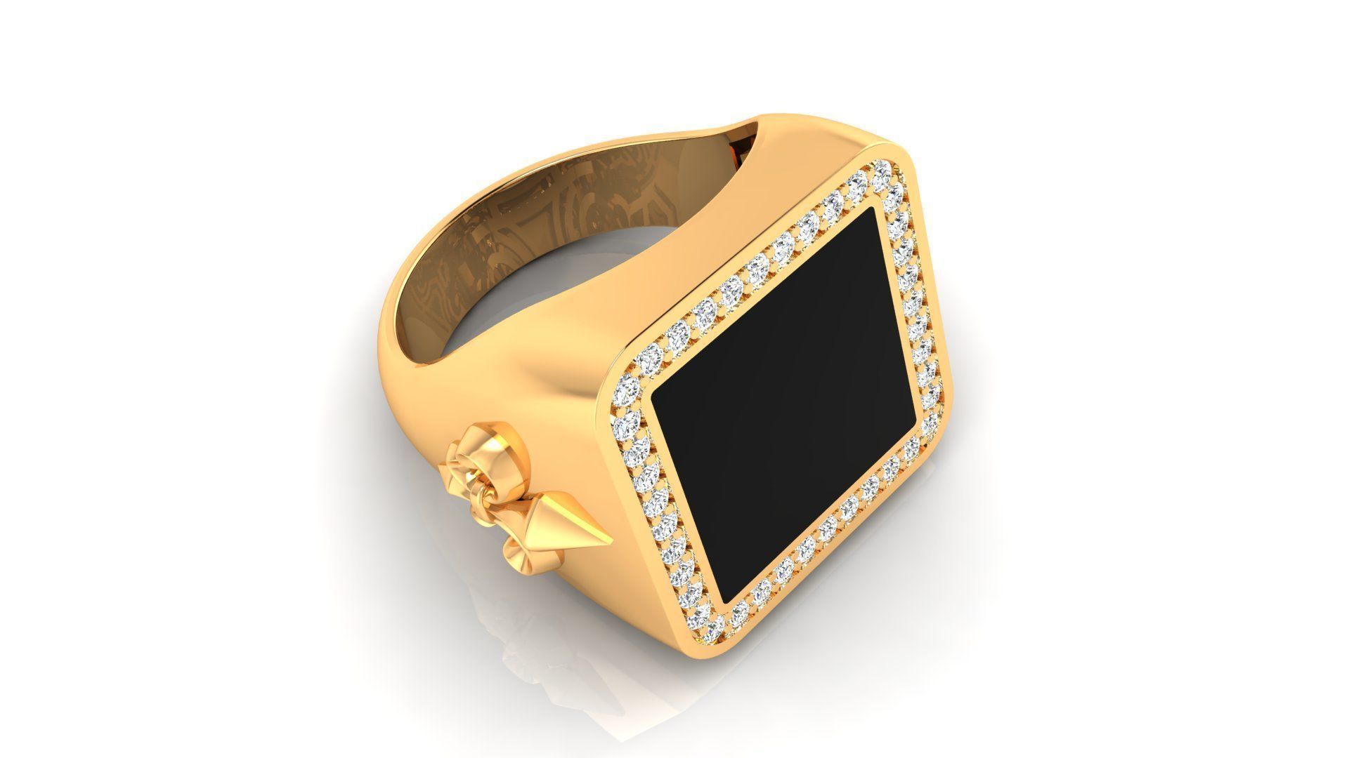 Ring M149 Mens luxury ring with enamel and gems 3D print model_38