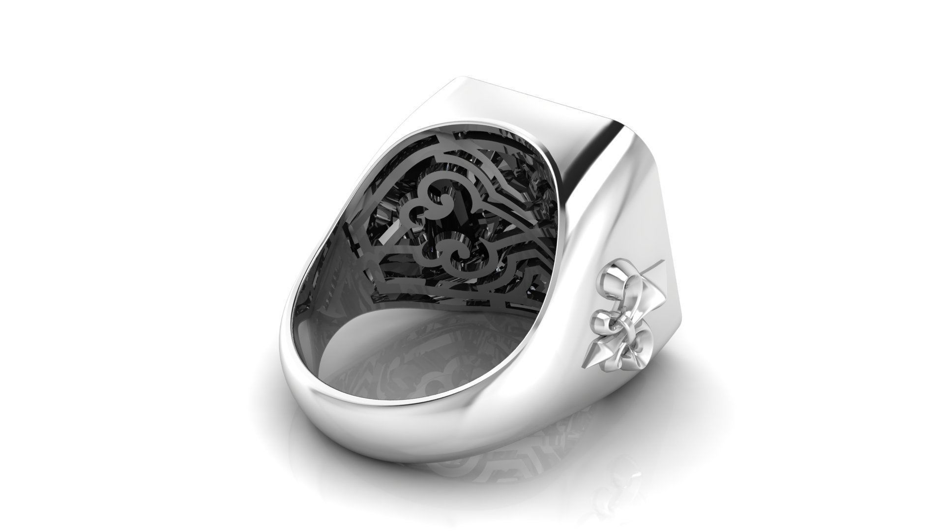 Ring M149 Mens luxury ring with enamel and gems 3D print model_36