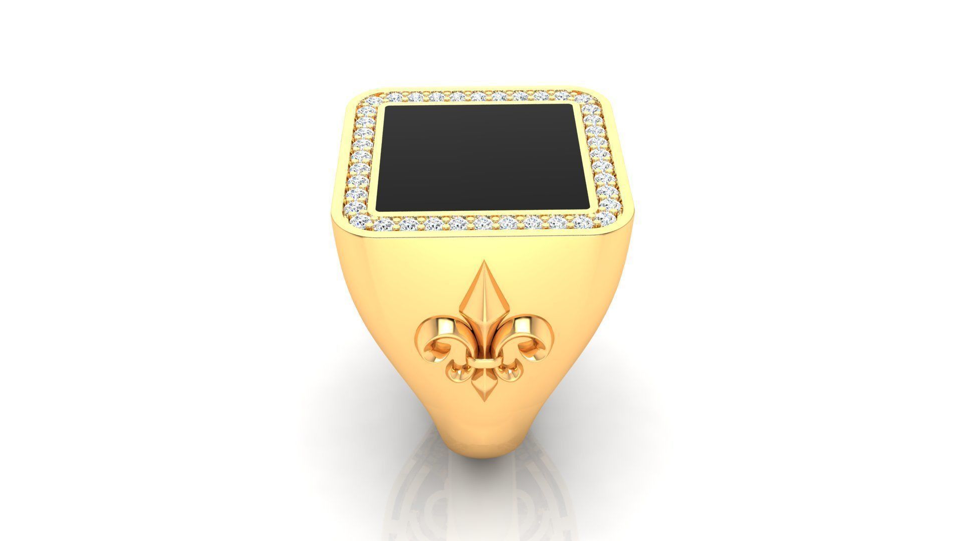 Ring M149 Mens luxury ring with enamel and gems 3D print model_29