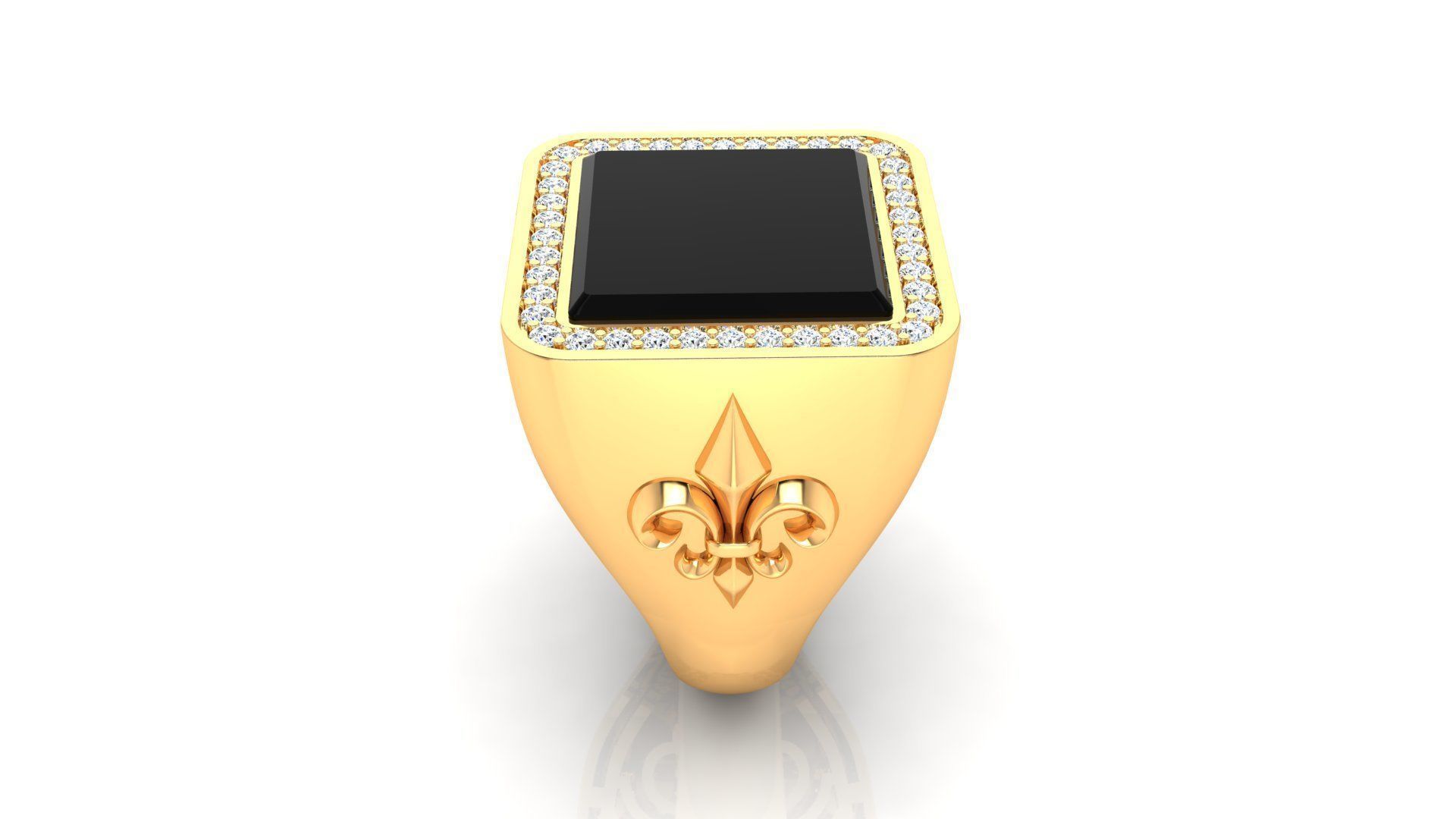 Ring M149 Mens luxury ring with enamel and gems 3D print model_2