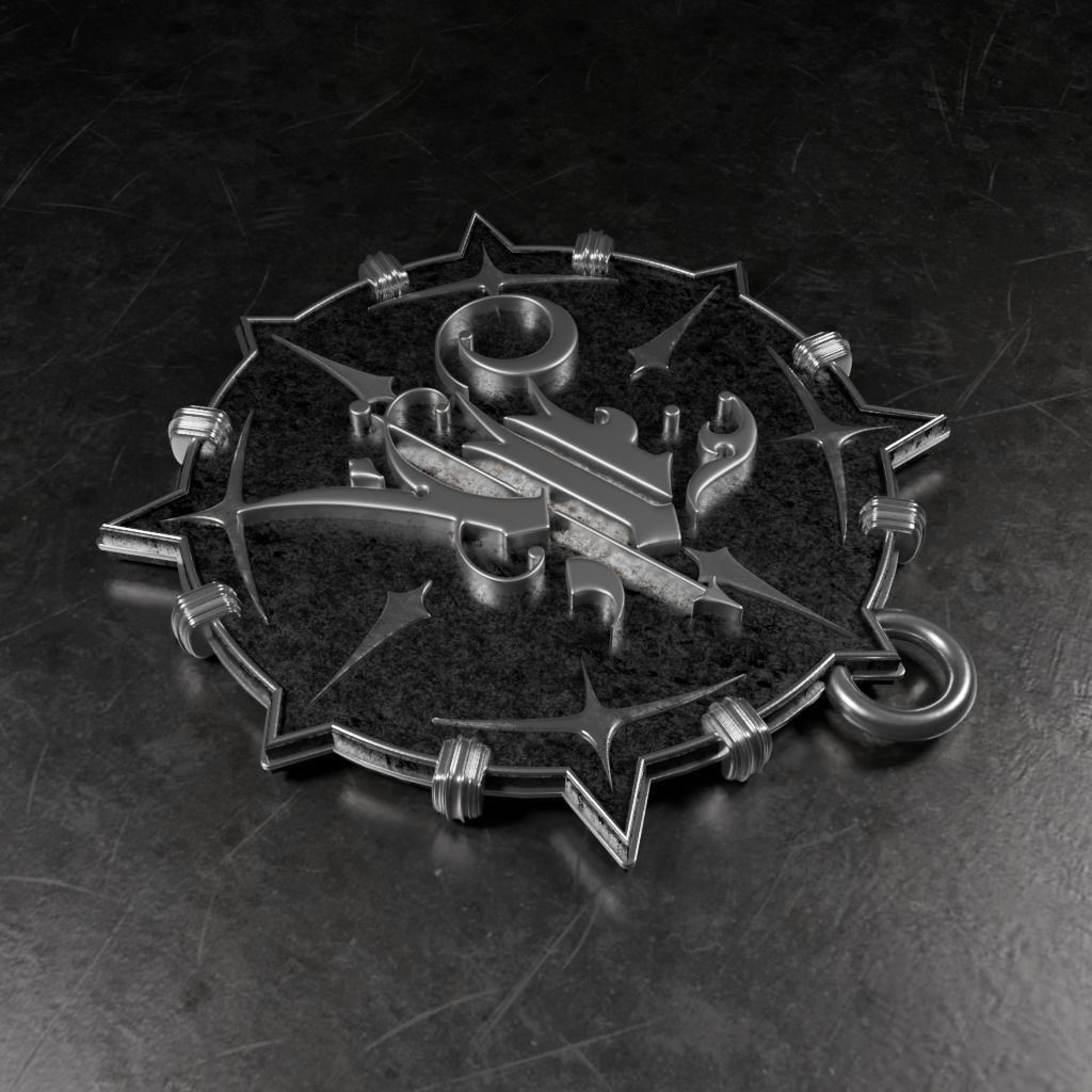 Medallion with letter K 3D printable model 3D print model_5