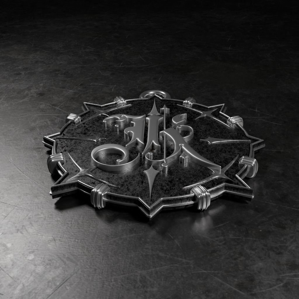 Medallion with letter K 3D printable model 3D print model_3