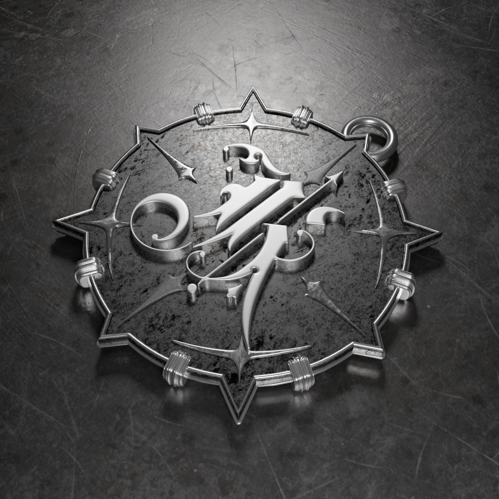 Medallion with letter K 3D printable model 3D print model_2