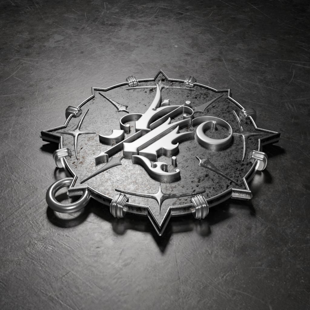 Medallion with letter K 3D printable model 3D print model_4