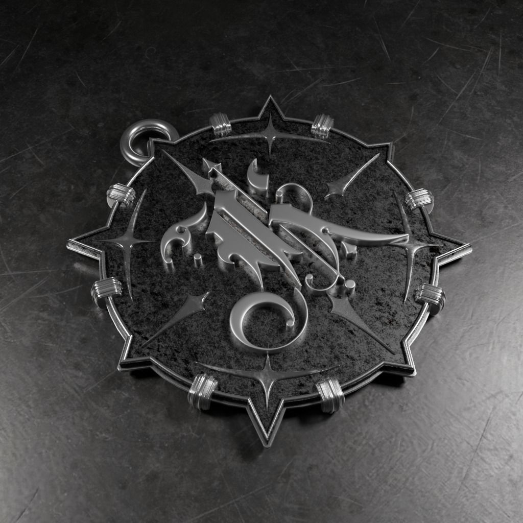 Medallion with letter K 3D printable model 3D print model_1