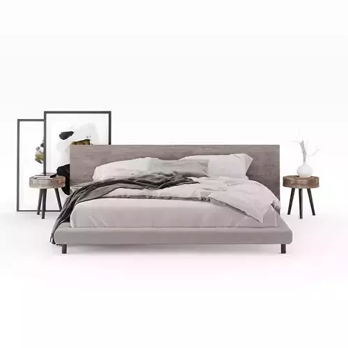 Wooden Bed Low-poly 3D model Wooden Bed Low-poly 3D model