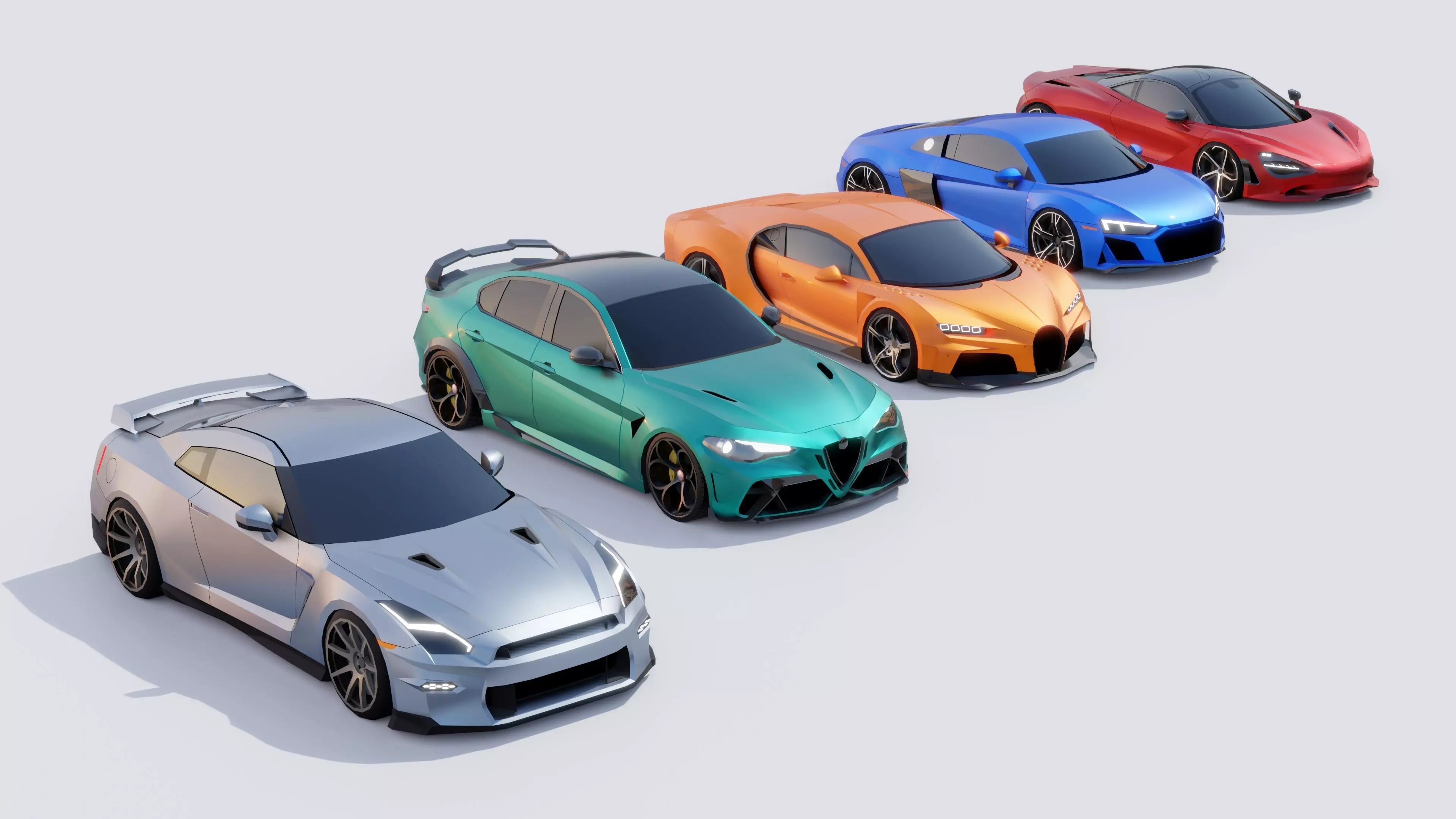 Sports Cars Lowpoly Pack 2024 Low-poly 3D model_0