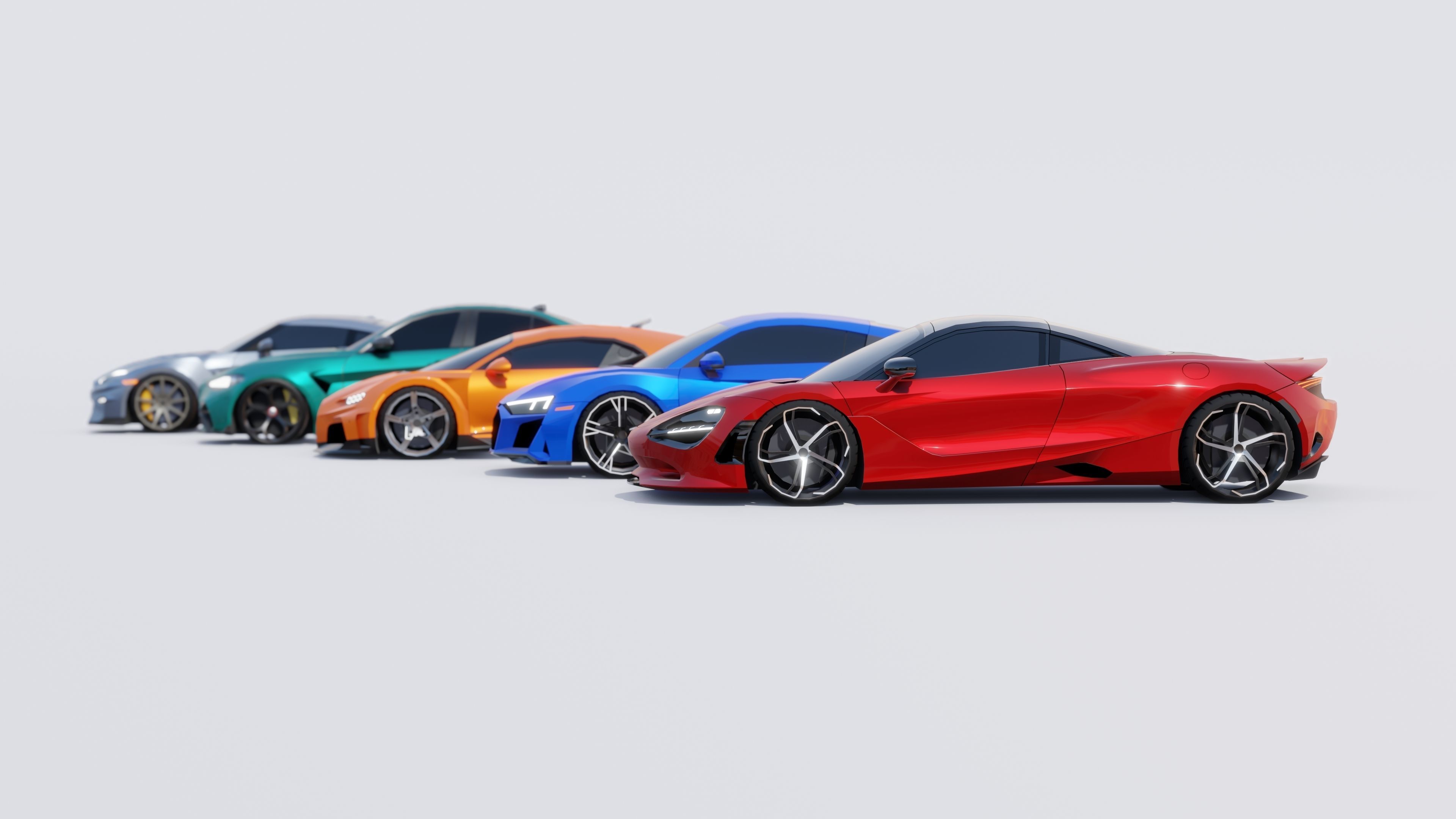Sports Cars Lowpoly Pack 2024 Low-poly 3D model_11
