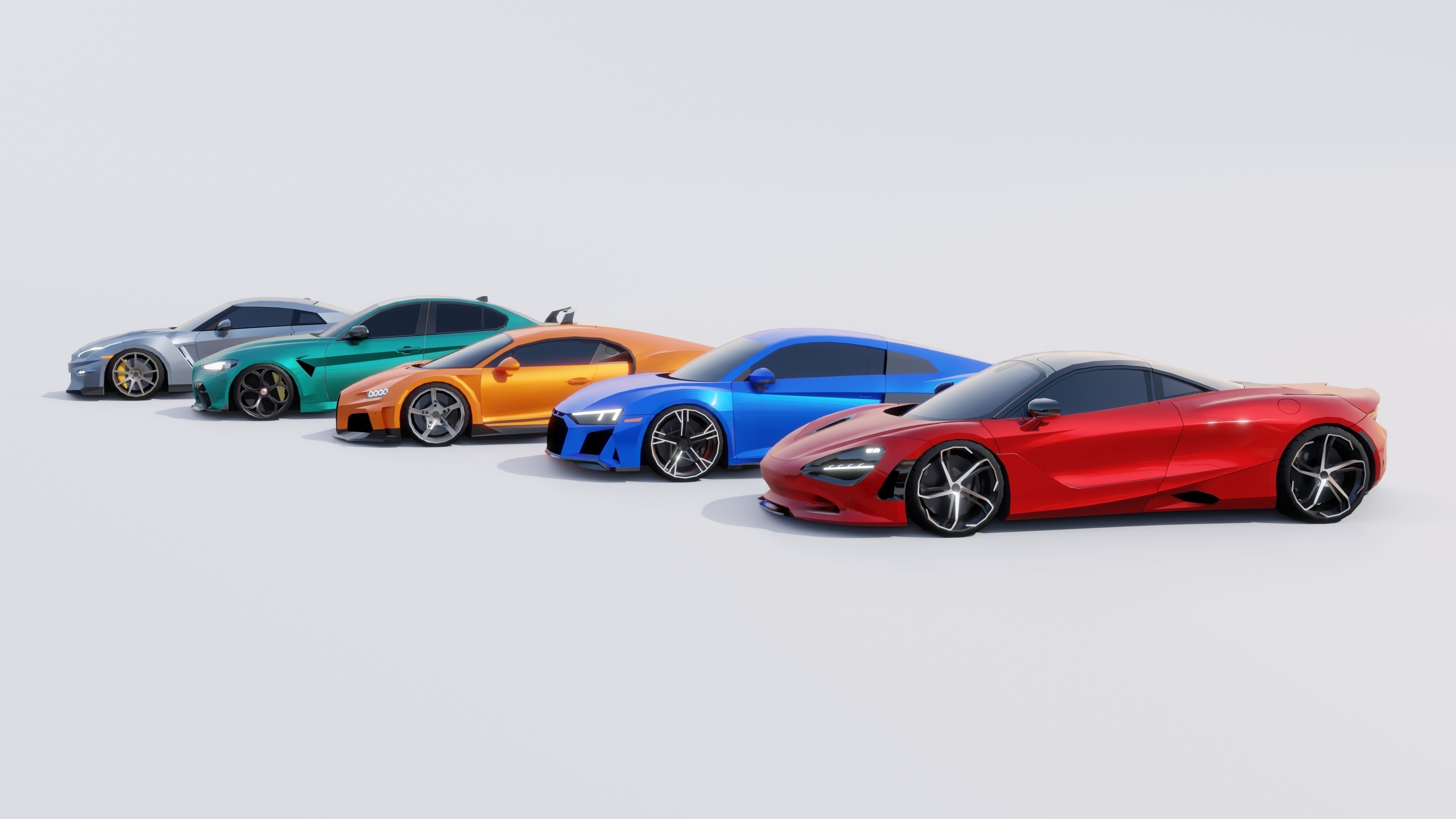 Sports Cars Lowpoly Pack 2024 Low-poly 3D model_10