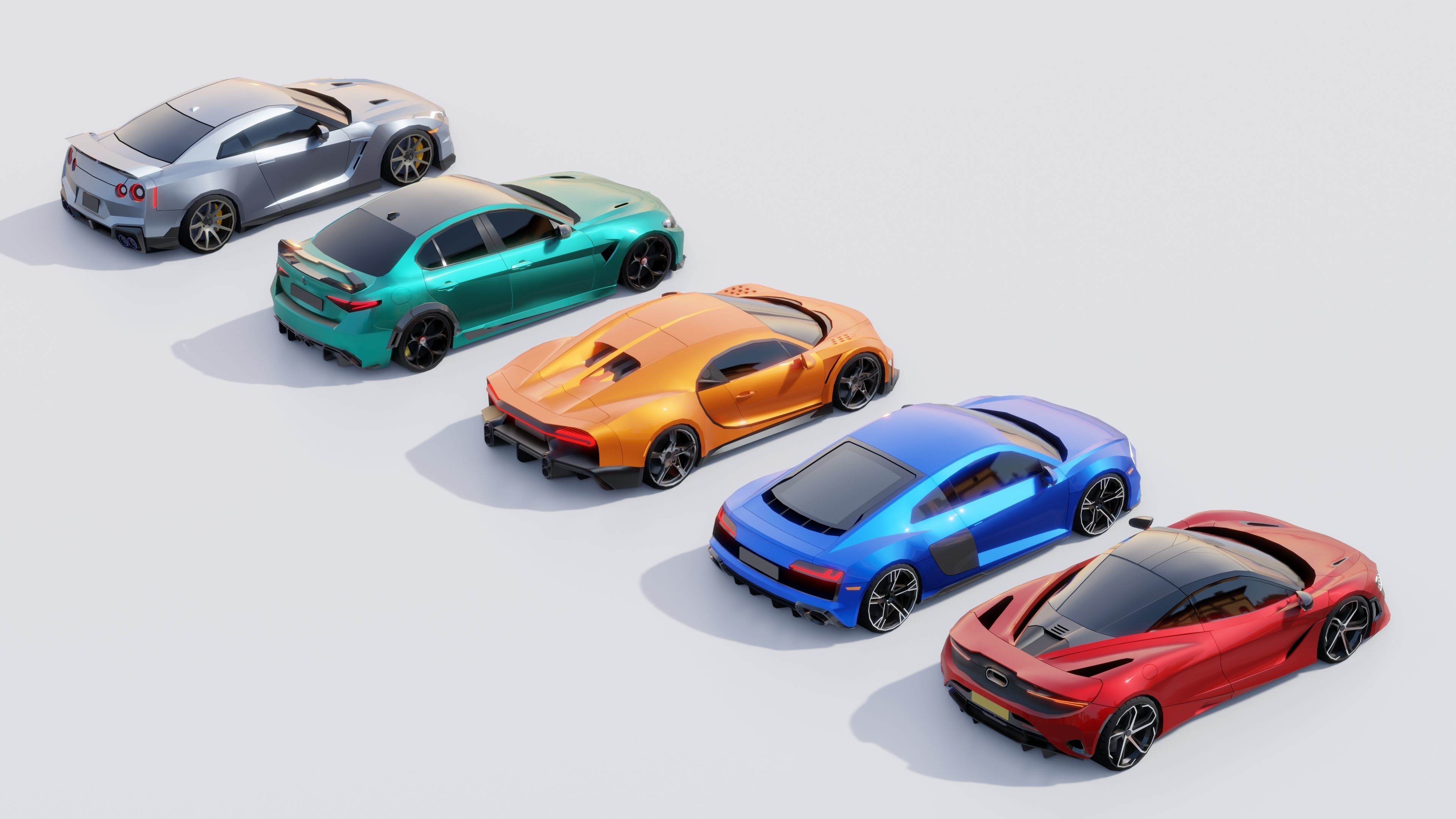 Sports Cars Lowpoly Pack 2024 Low-poly 3D model_16