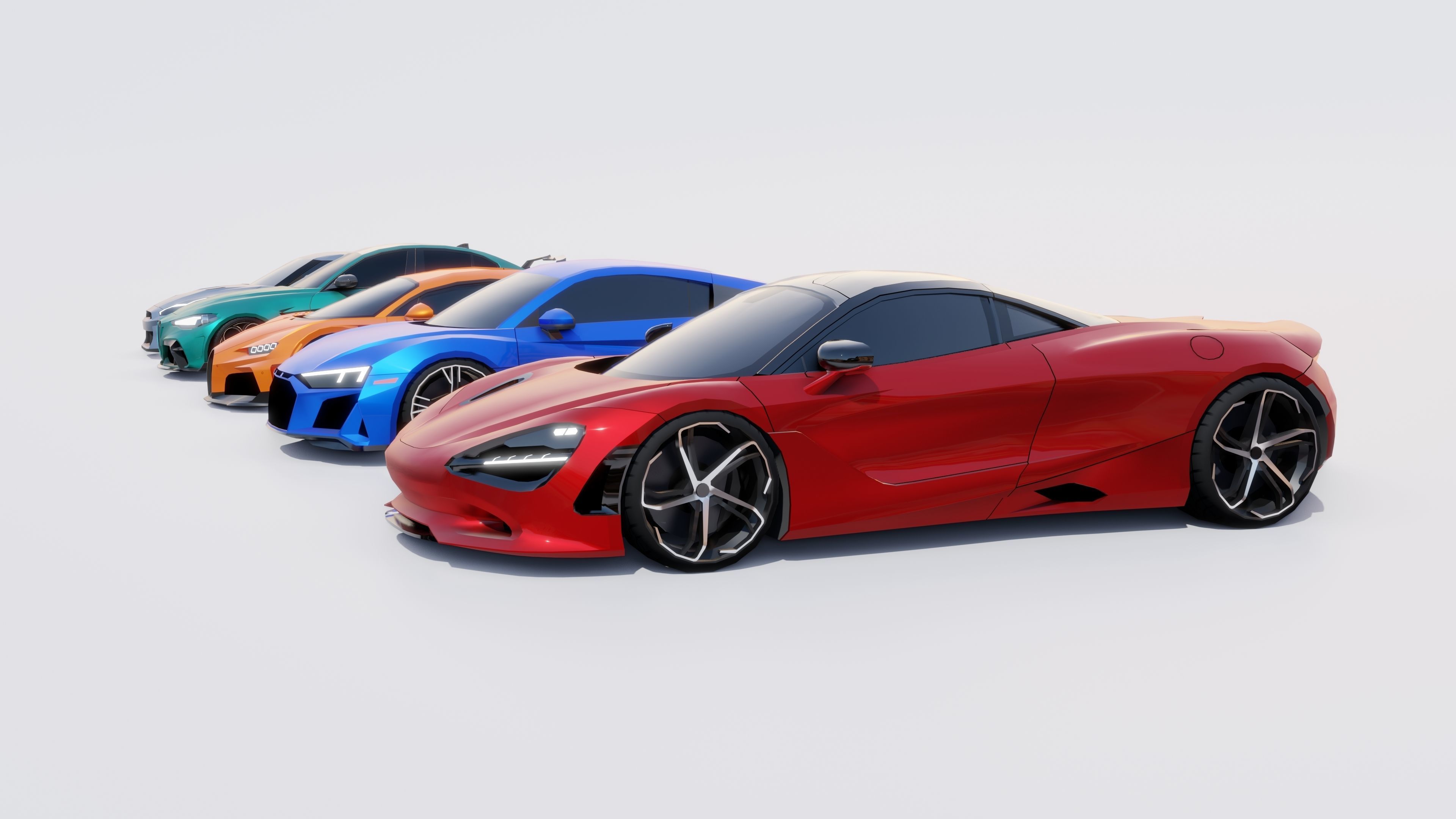 Sports Cars Lowpoly Pack 2024 Low-poly 3D model_9