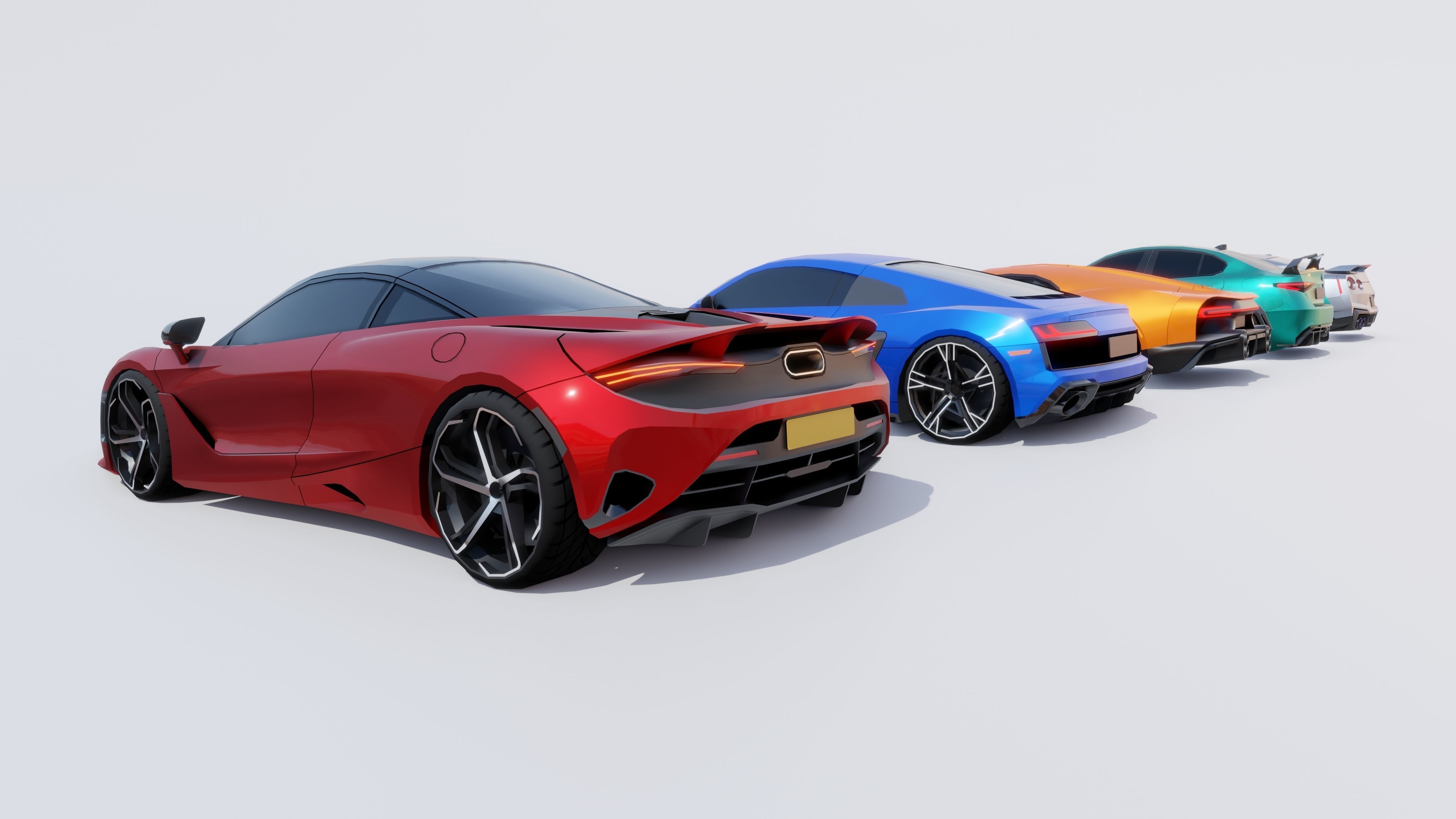 Sports Cars Lowpoly Pack 2024 Low-poly 3D model_3