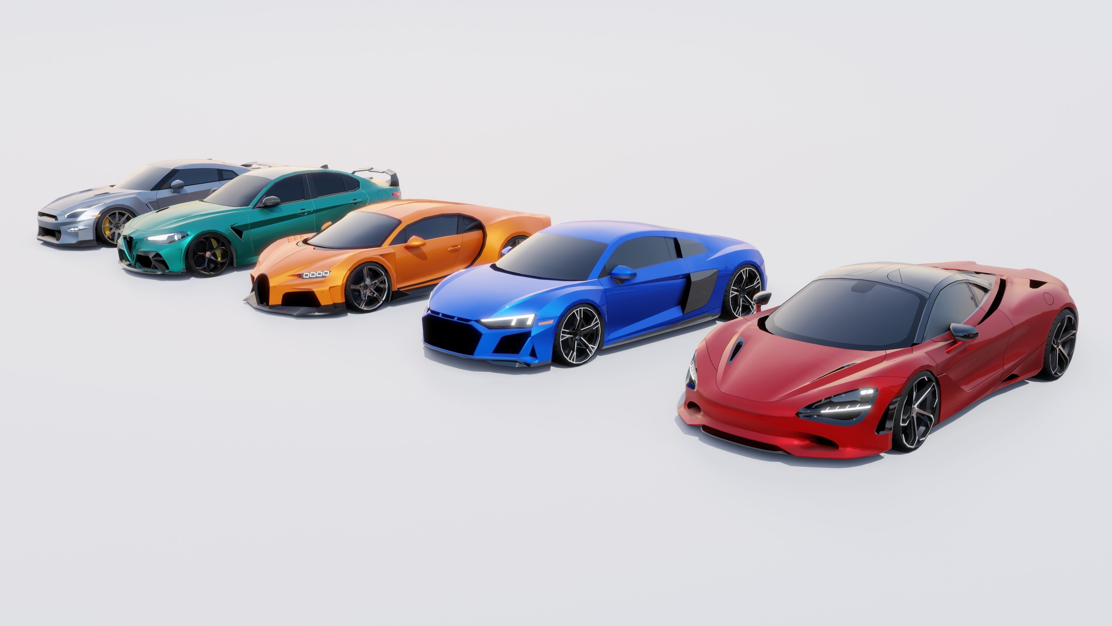 Sports Cars Lowpoly Pack 2024 Low-poly 3D model_1