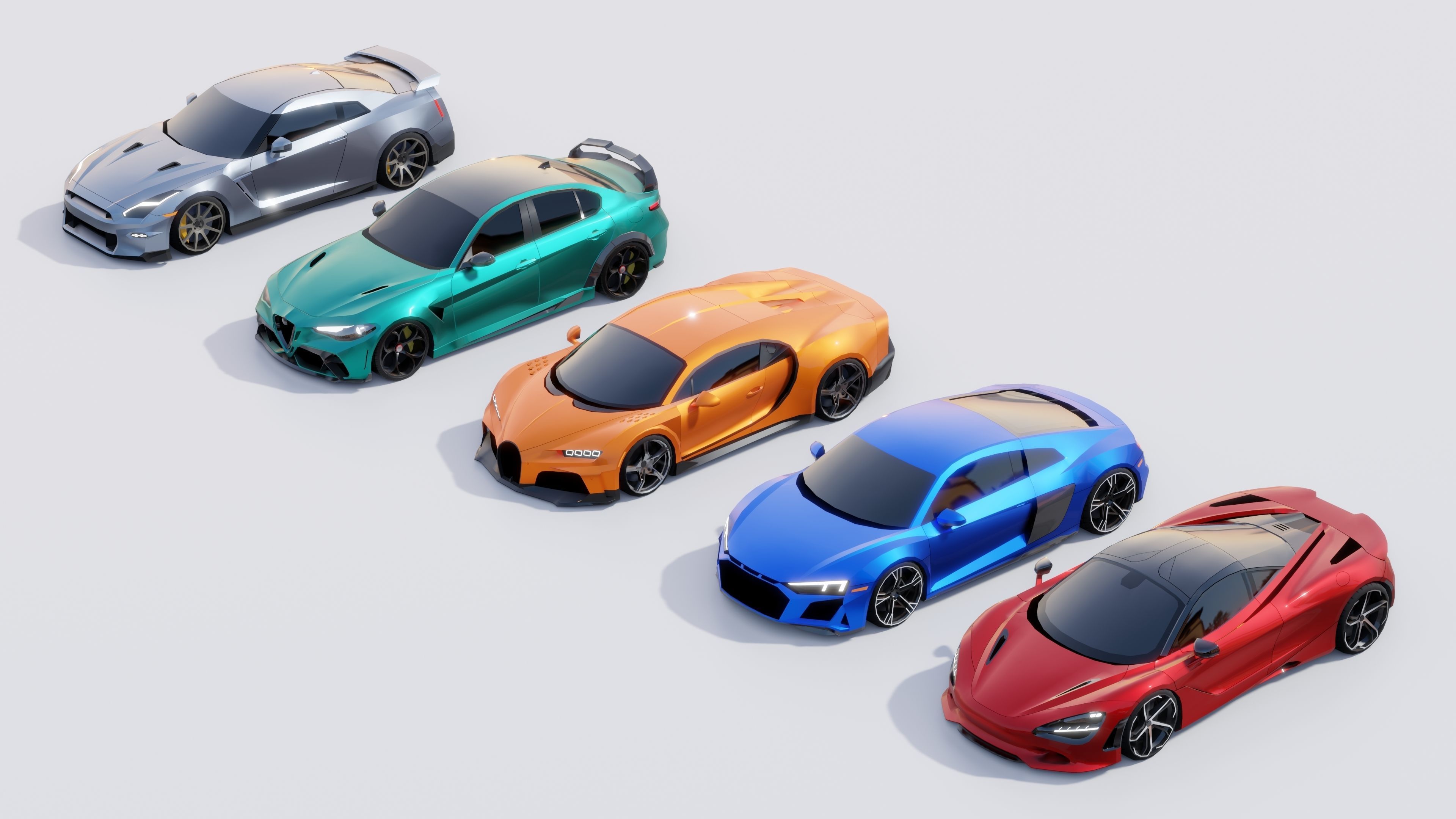 Sports Cars Lowpoly Pack 2024 Low-poly 3D model_15
