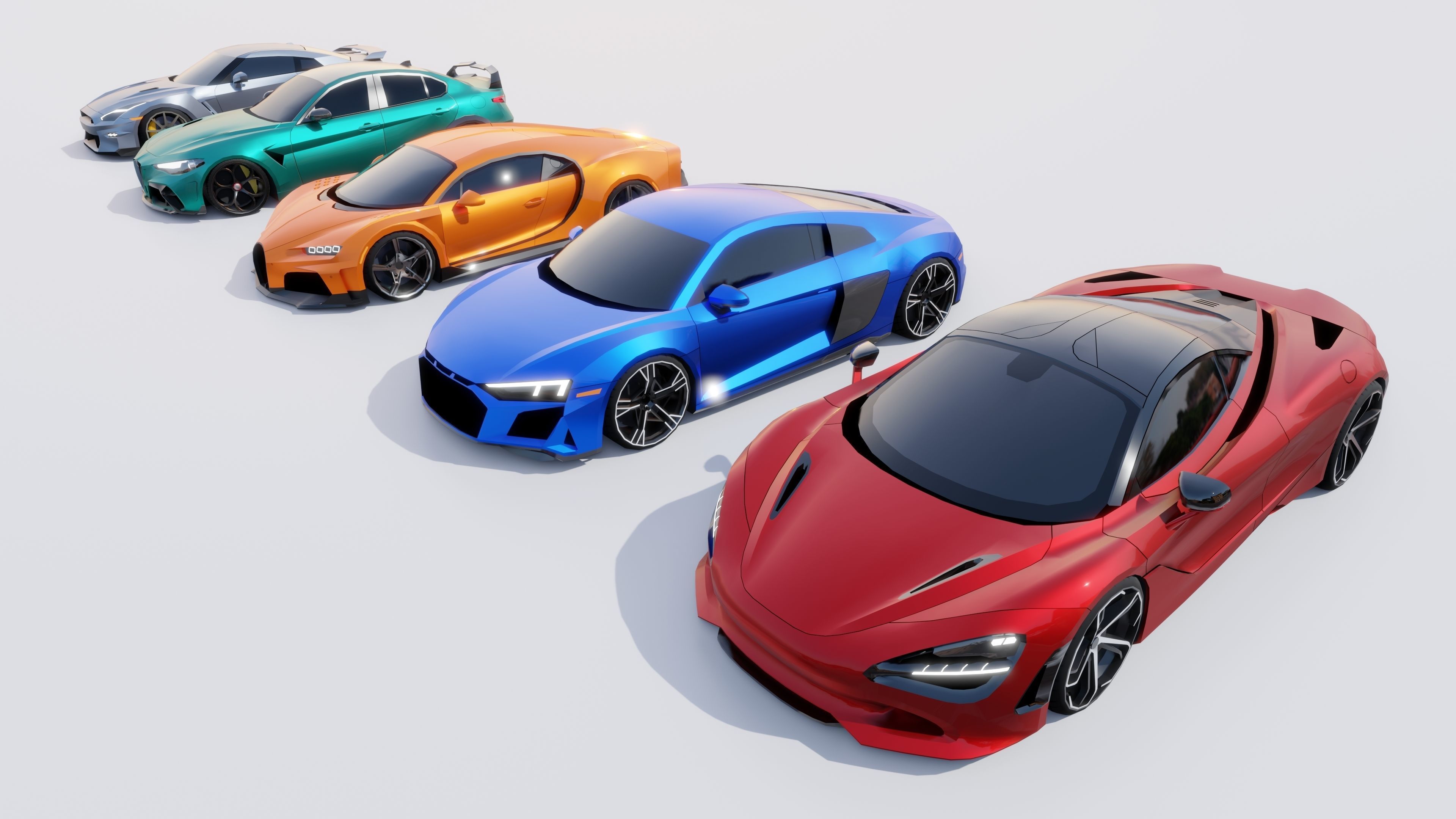 Sports Cars Lowpoly Pack 2024 Low-poly 3D model_2