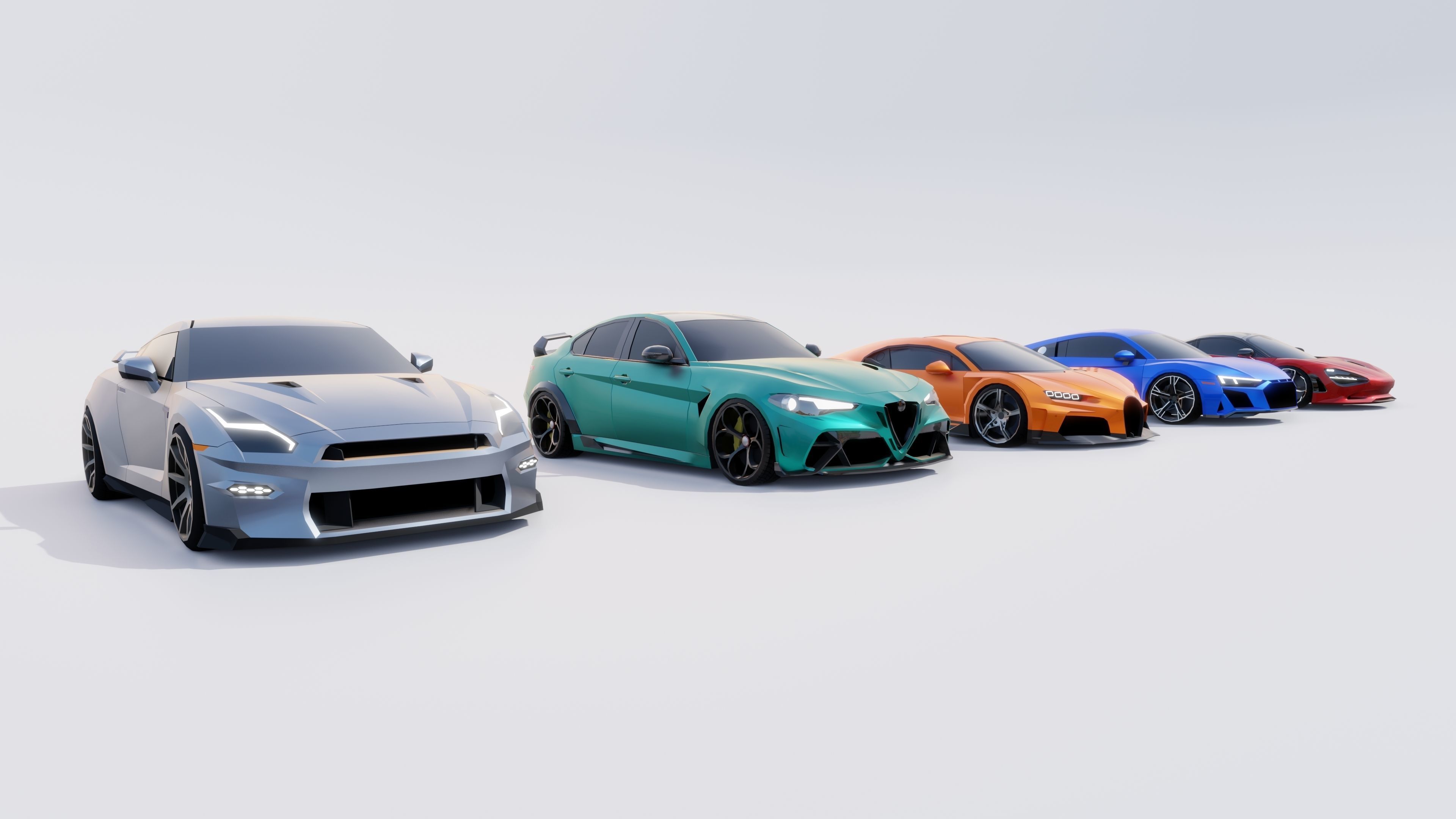 Sports Cars Lowpoly Pack 2024 Low-poly 3D model_5