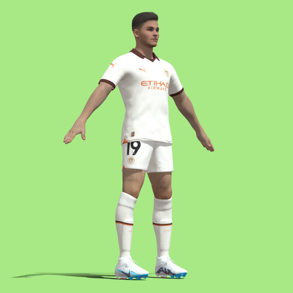 T-Pose Rigged Alvarez Manchester City 23-24 3D model_2