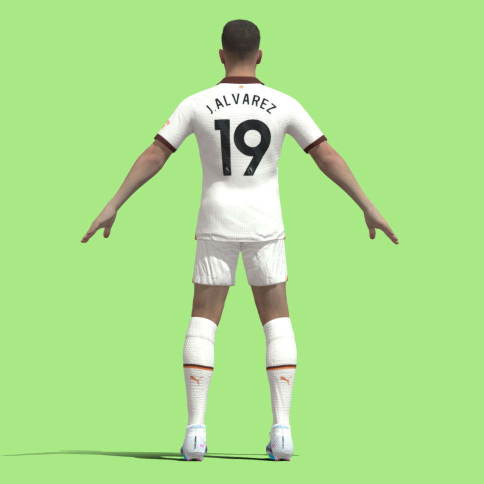 T-Pose Rigged Alvarez Manchester City 23-24 3D model_3