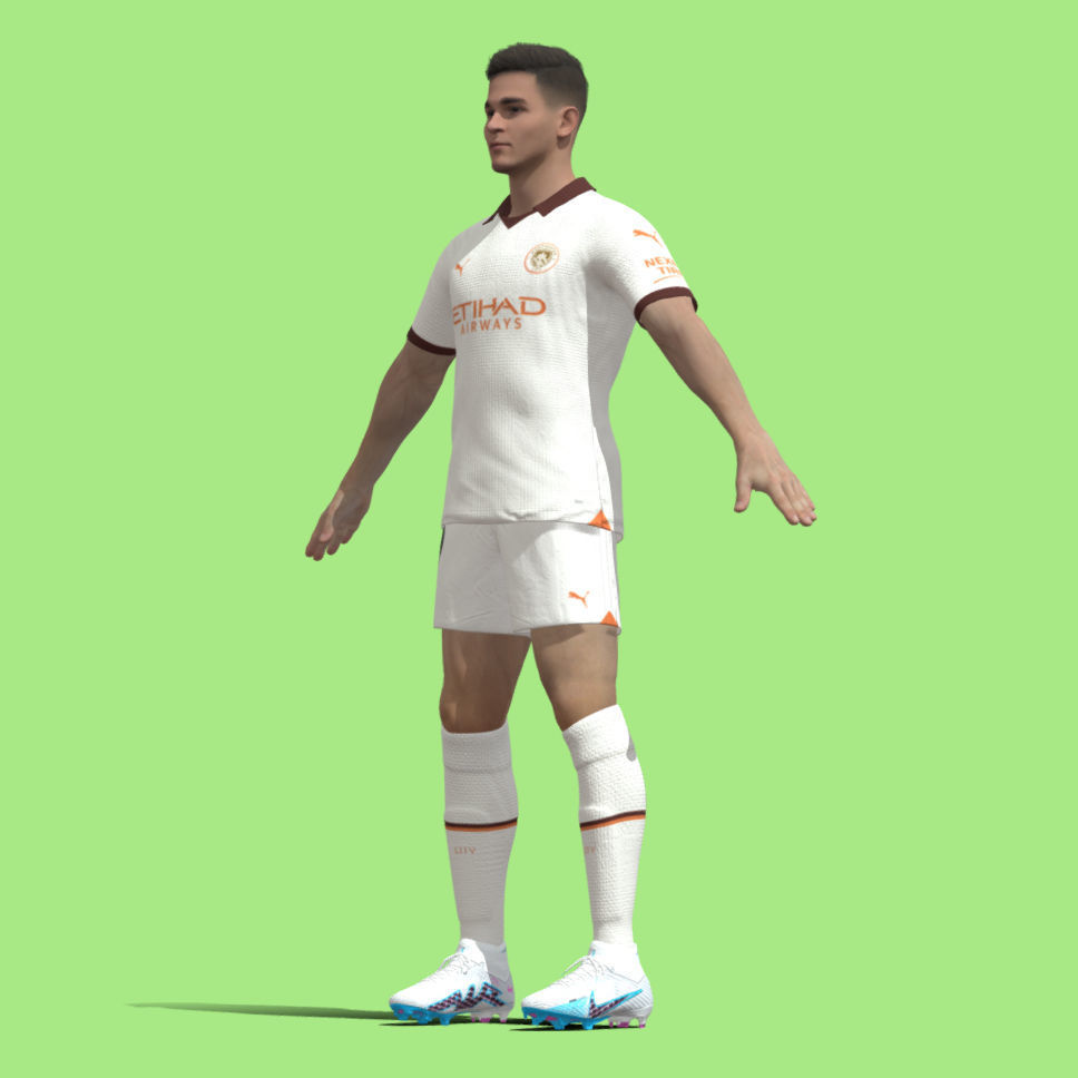 T-Pose Rigged Alvarez Manchester City 23-24 3D model_4