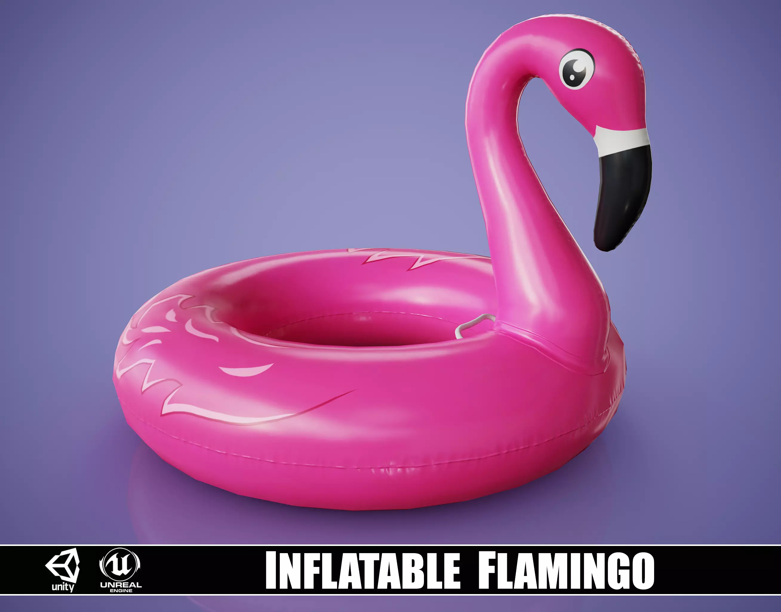 Inflatable Pink Flamingo Toy Low-poly 3D model_0