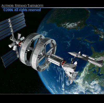 Space station with spaceships 3D model_6