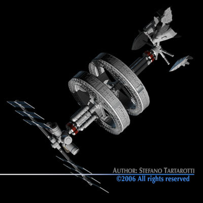 Space station with spaceships 3D model_3