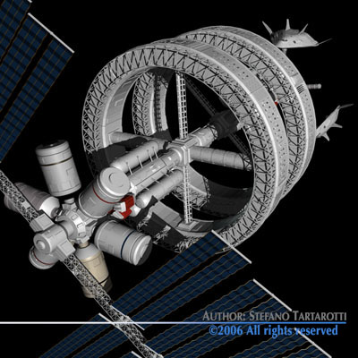 Space station with spaceships 3D model_10