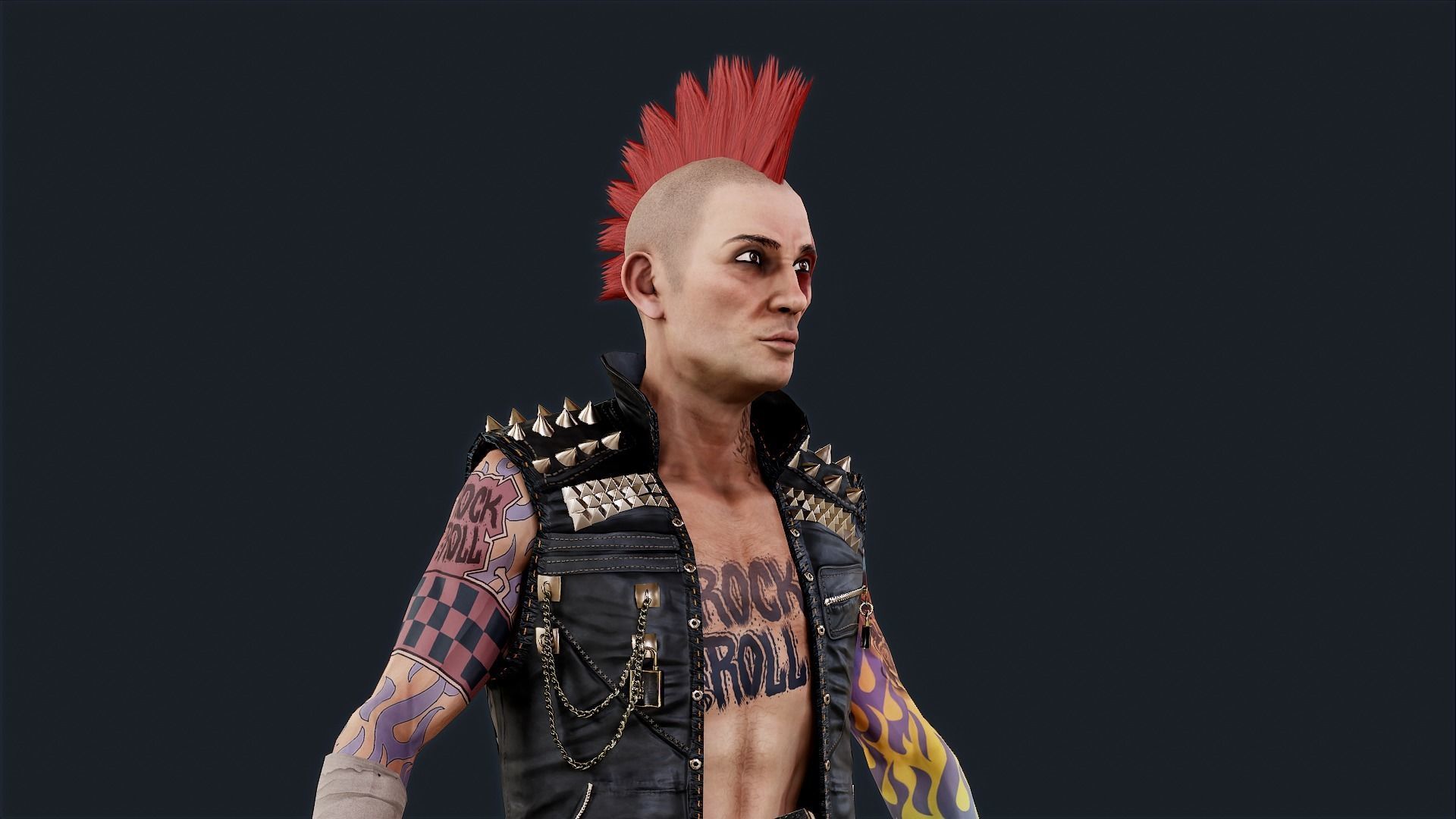 Punk 1 Rock and Roll Low-poly 3D model_6