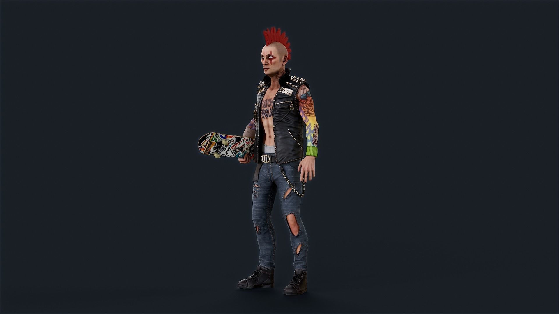 Punk 1 Rock and Roll Low-poly 3D model_13