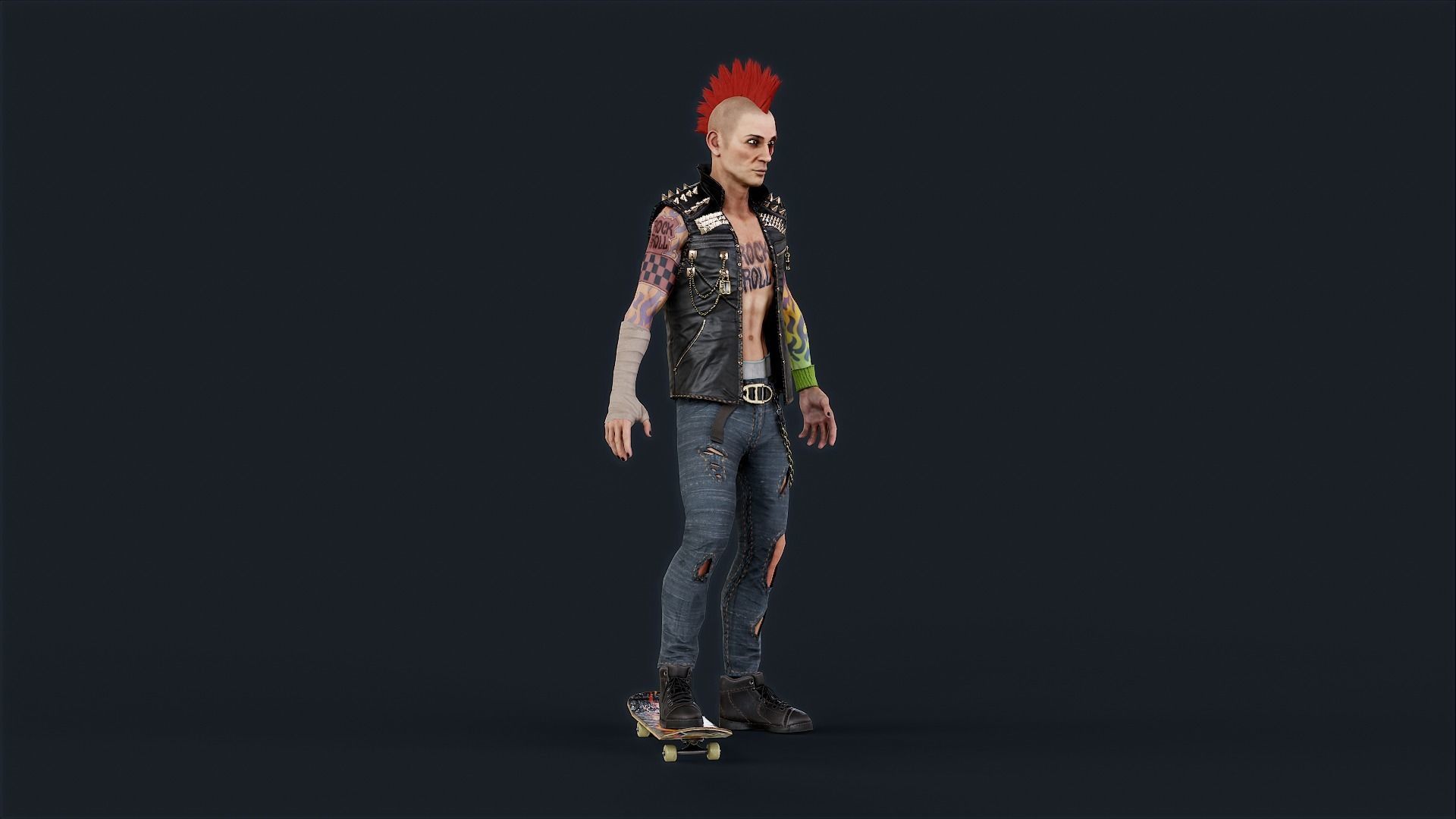 Punk 1 Rock and Roll Low-poly 3D model_10