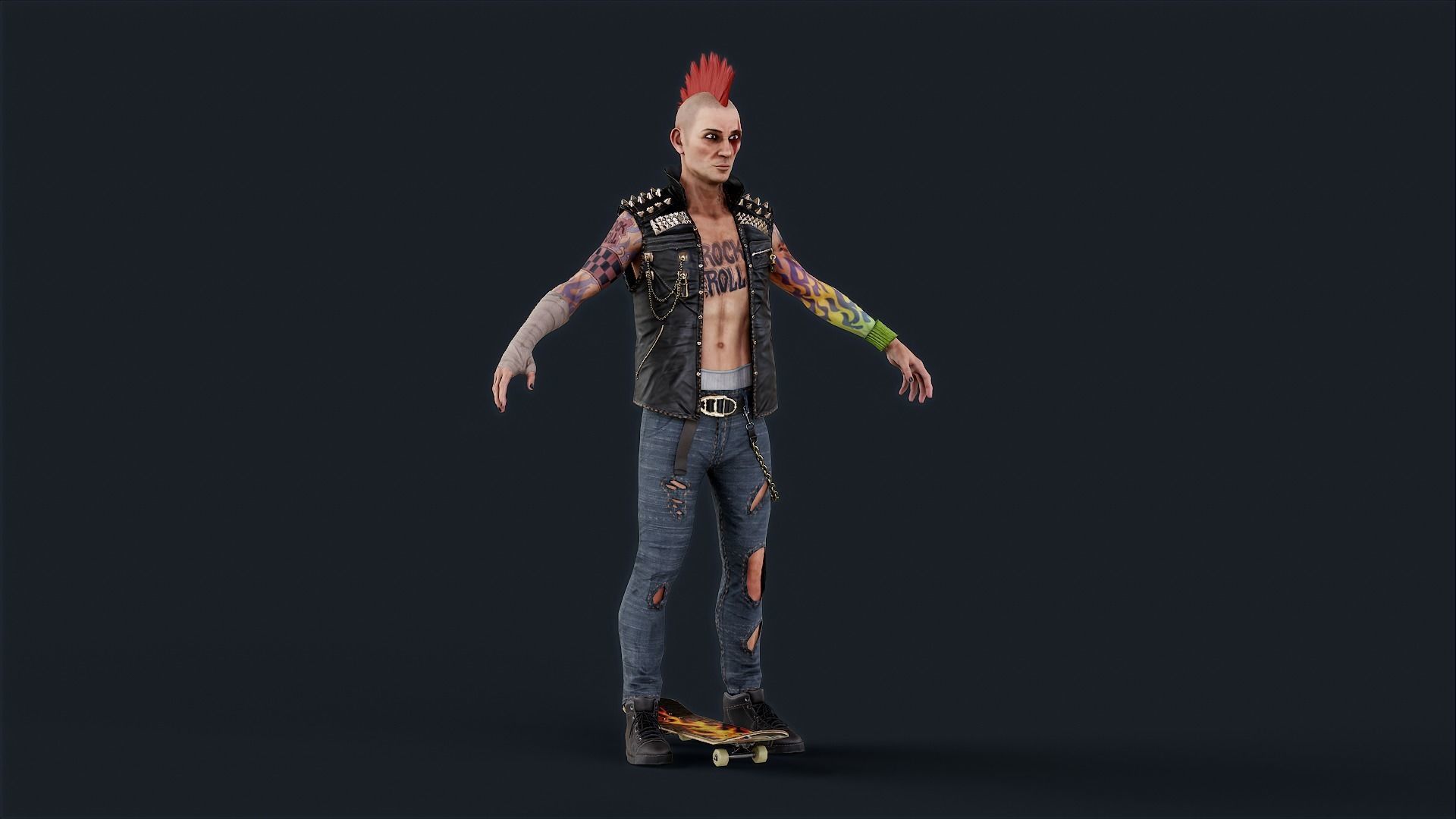 Punk 1 Rock and Roll Low-poly 3D model_21