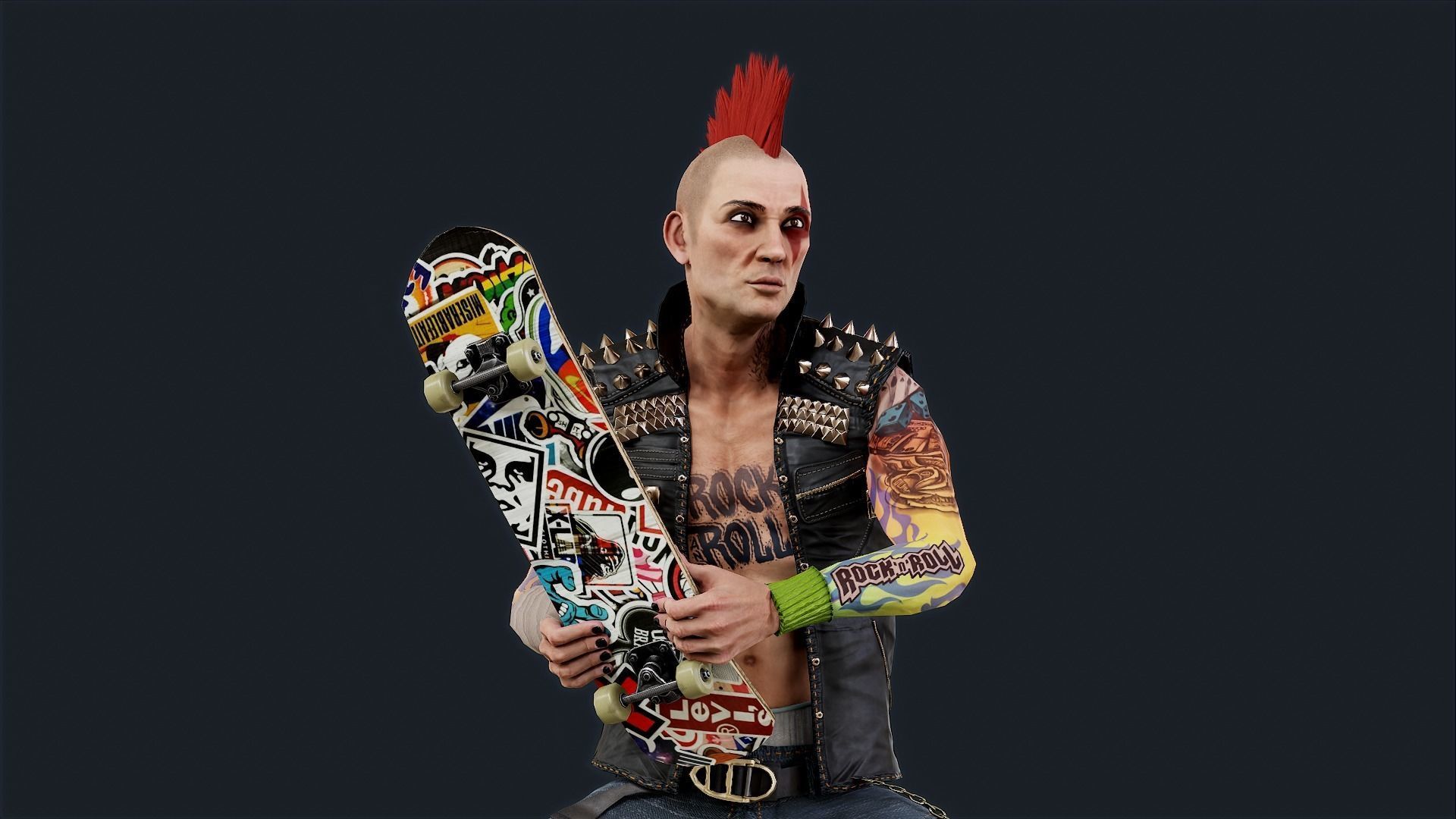 Punk 1 Rock and Roll Low-poly 3D model_5