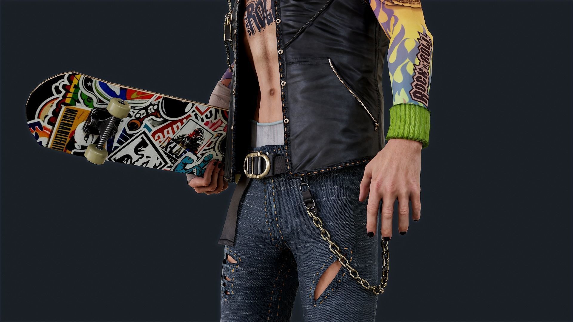 Punk 1 Rock and Roll Low-poly 3D model_8