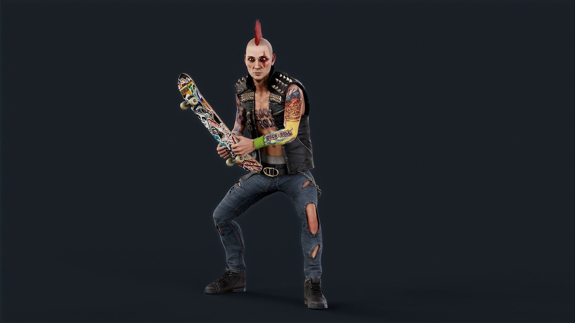 Punk 1 Rock and Roll Low-poly 3D model_15
