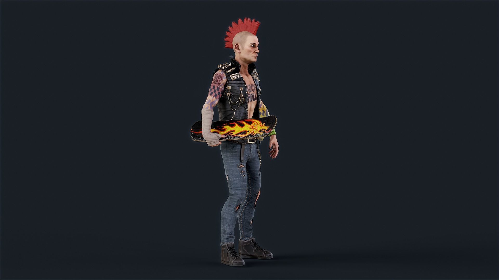 Punk 1 Rock and Roll Low-poly 3D model_11