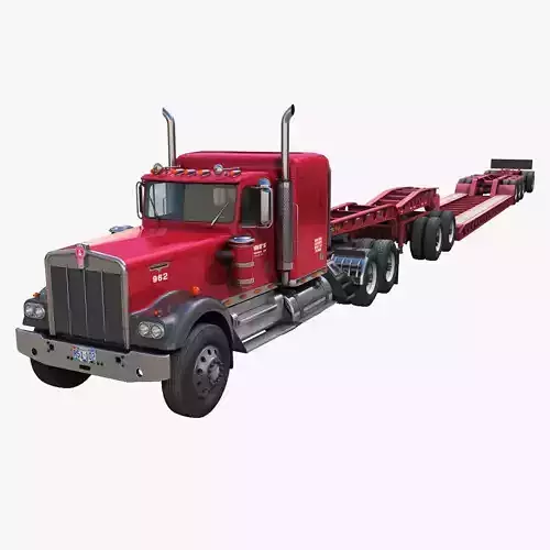 Kenworth W900A lowboy semitruck