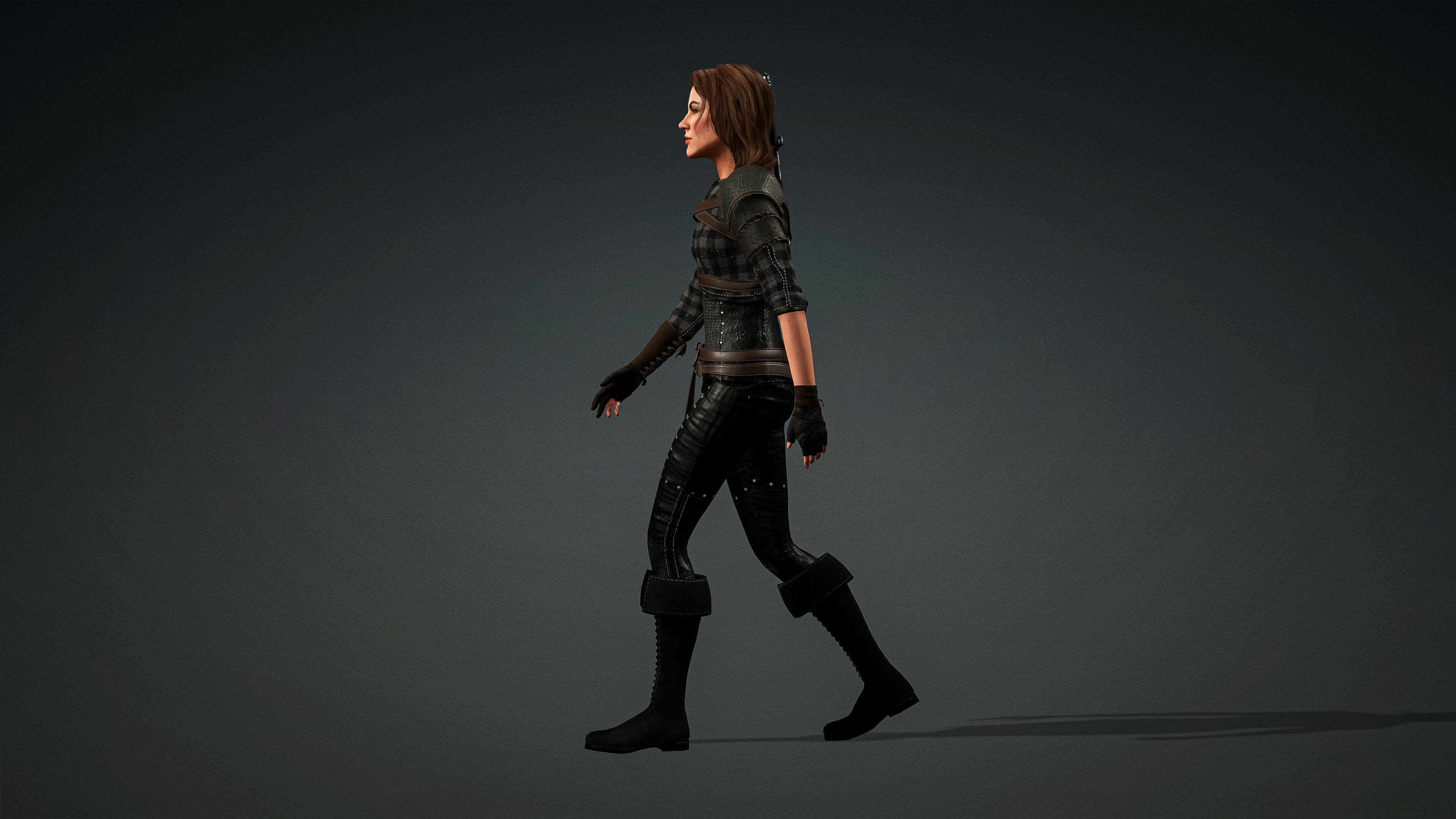 High Quality Realistic Female Warrior Low-poly 3D model_6