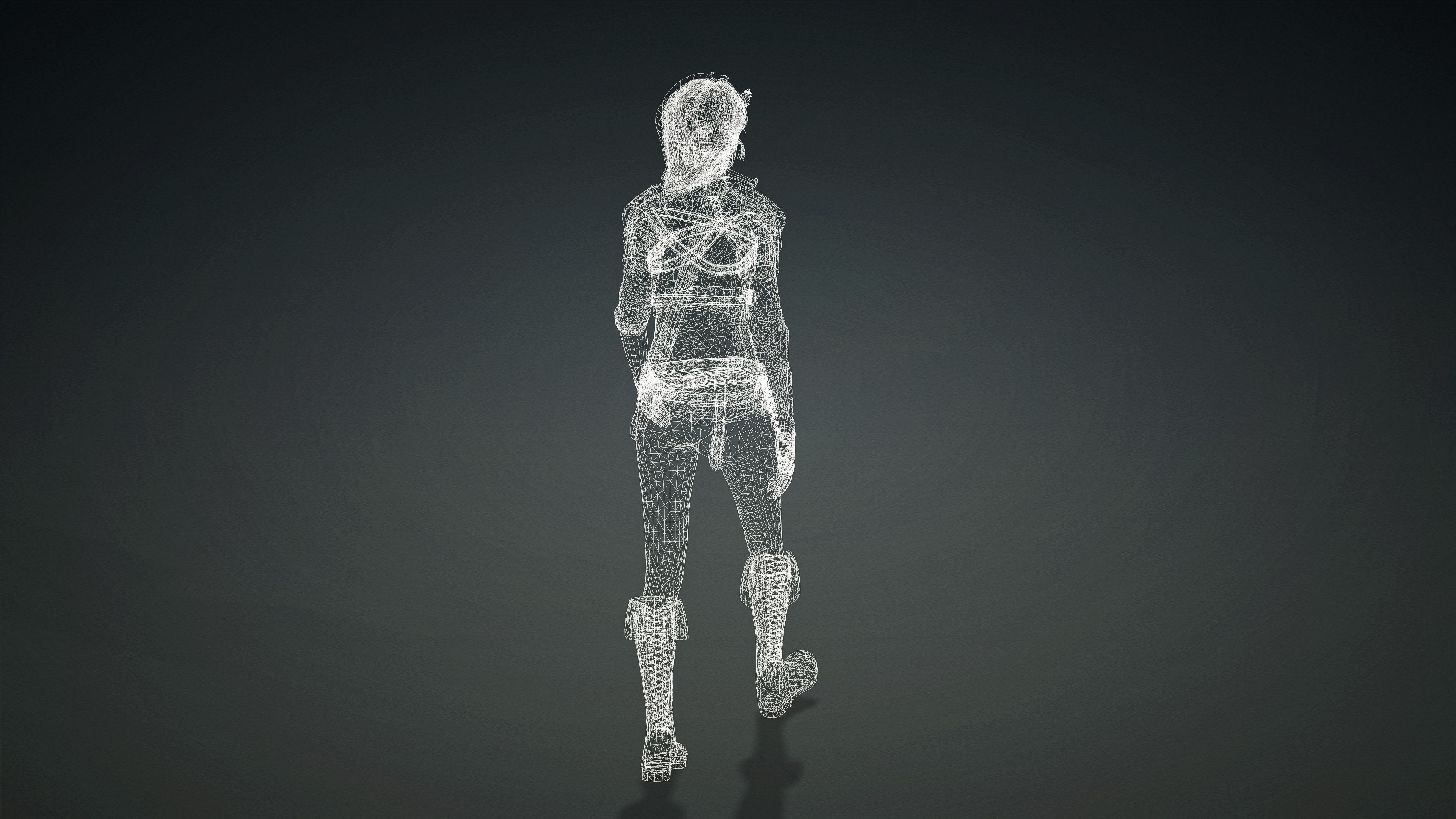 High Quality Realistic Female Warrior Low-poly 3D model_31