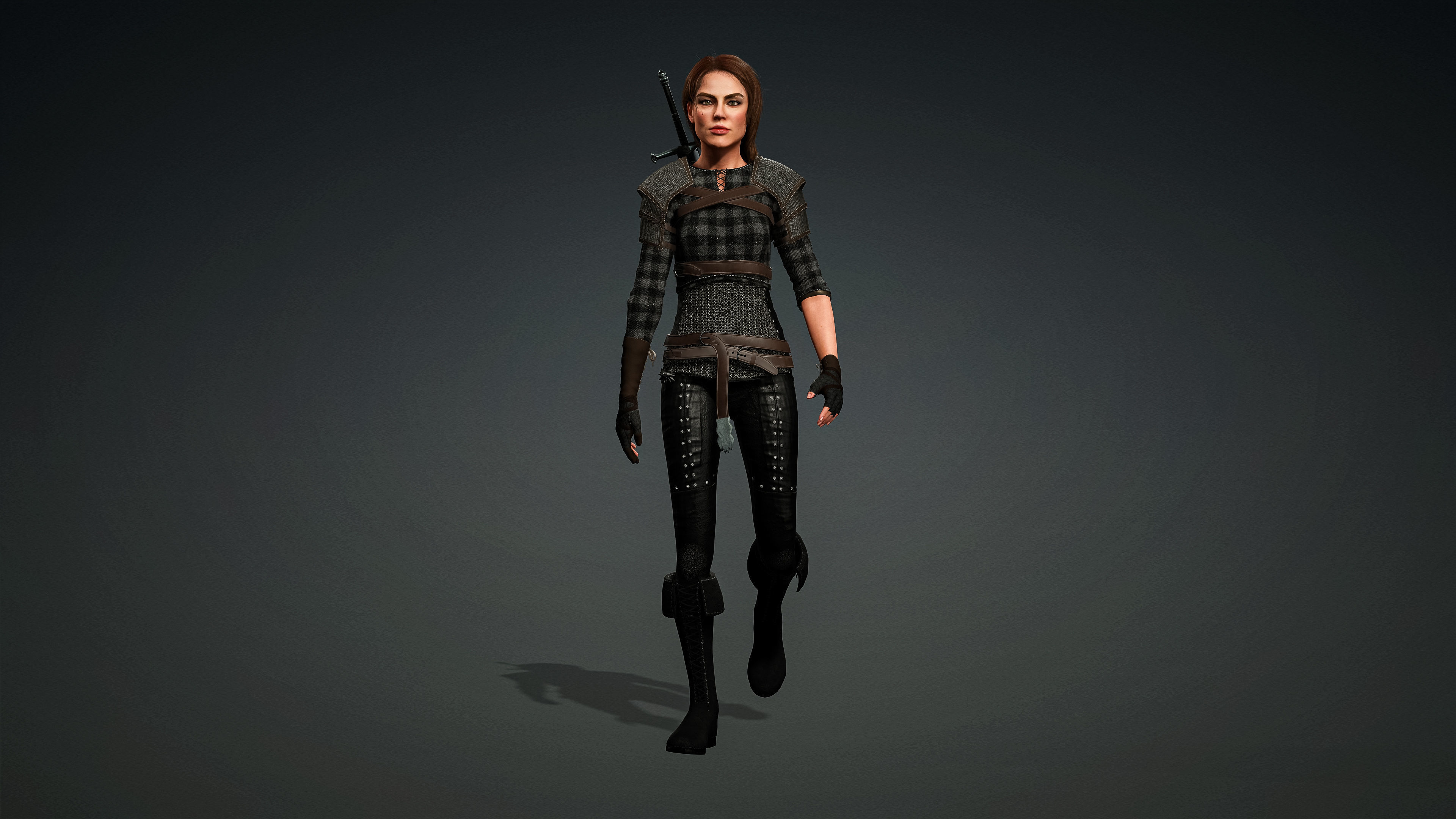 High Quality Realistic Female Warrior Low-poly 3D model_3