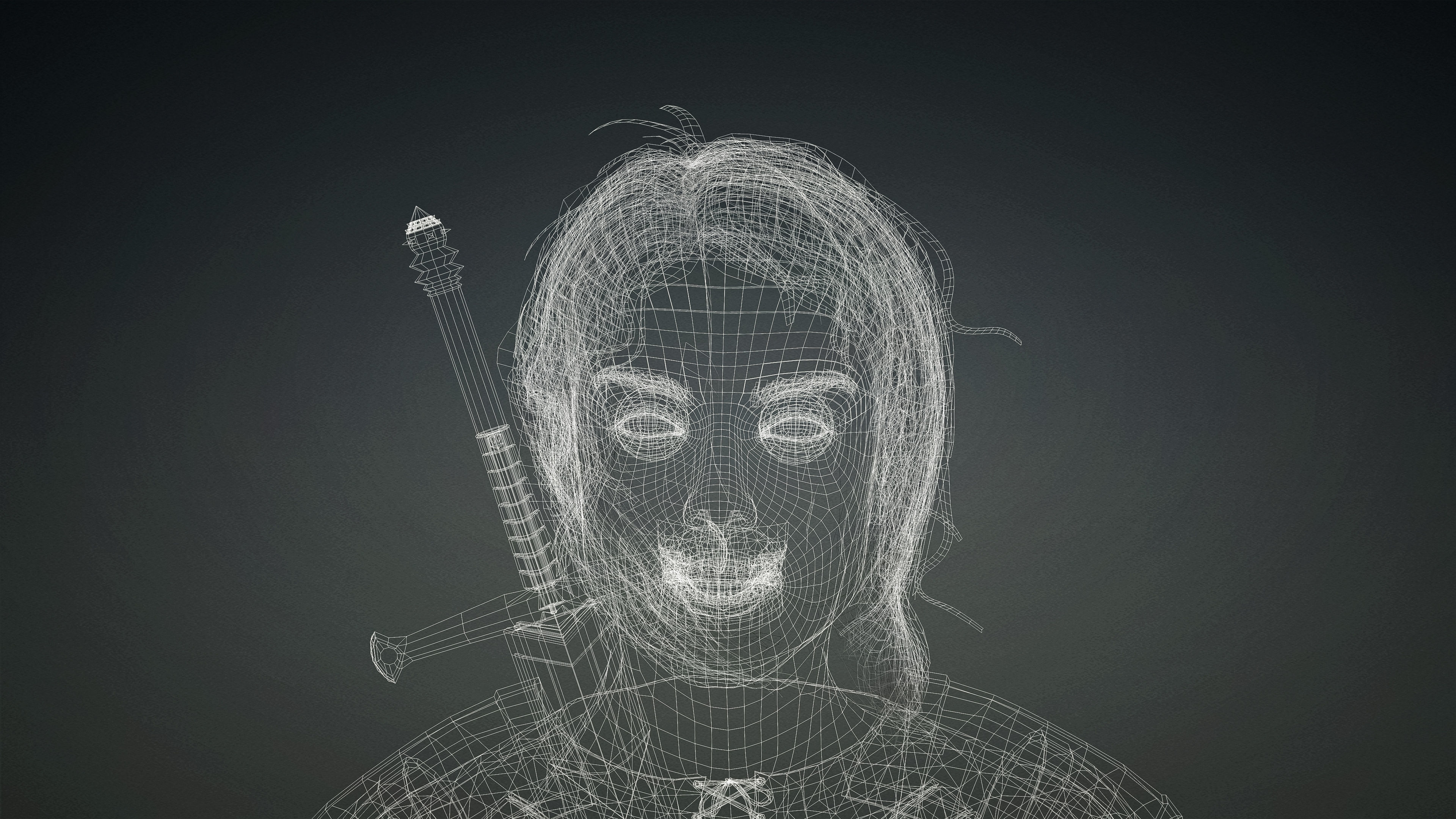 High Quality Realistic Female Warrior Low-poly 3D model_32