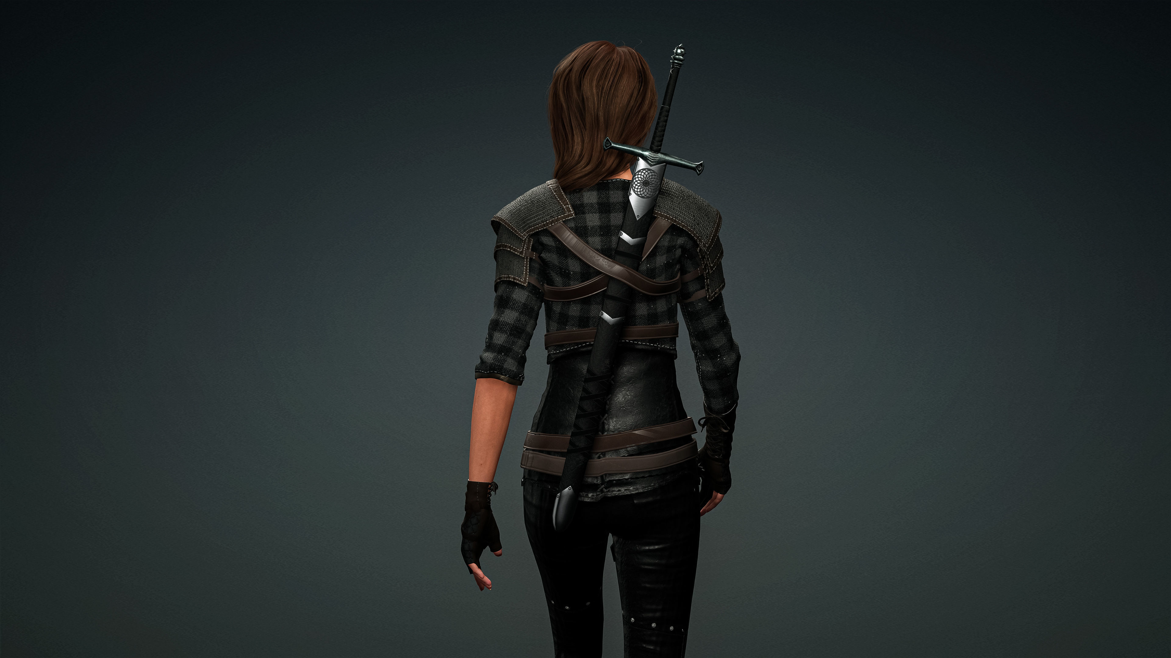 High Quality Realistic Female Warrior Low-poly 3D model_22