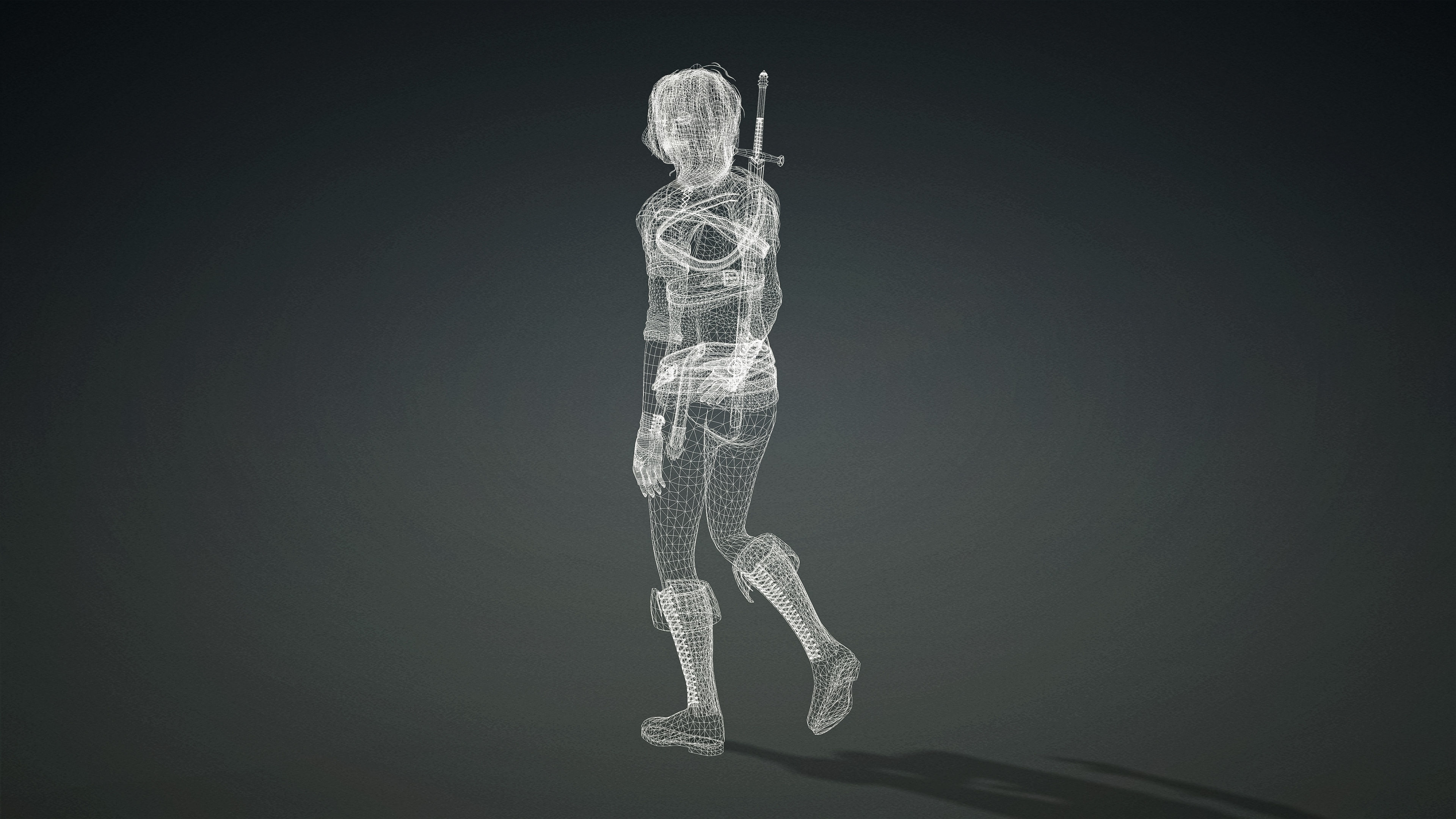 High Quality Realistic Female Warrior Low-poly 3D model_29