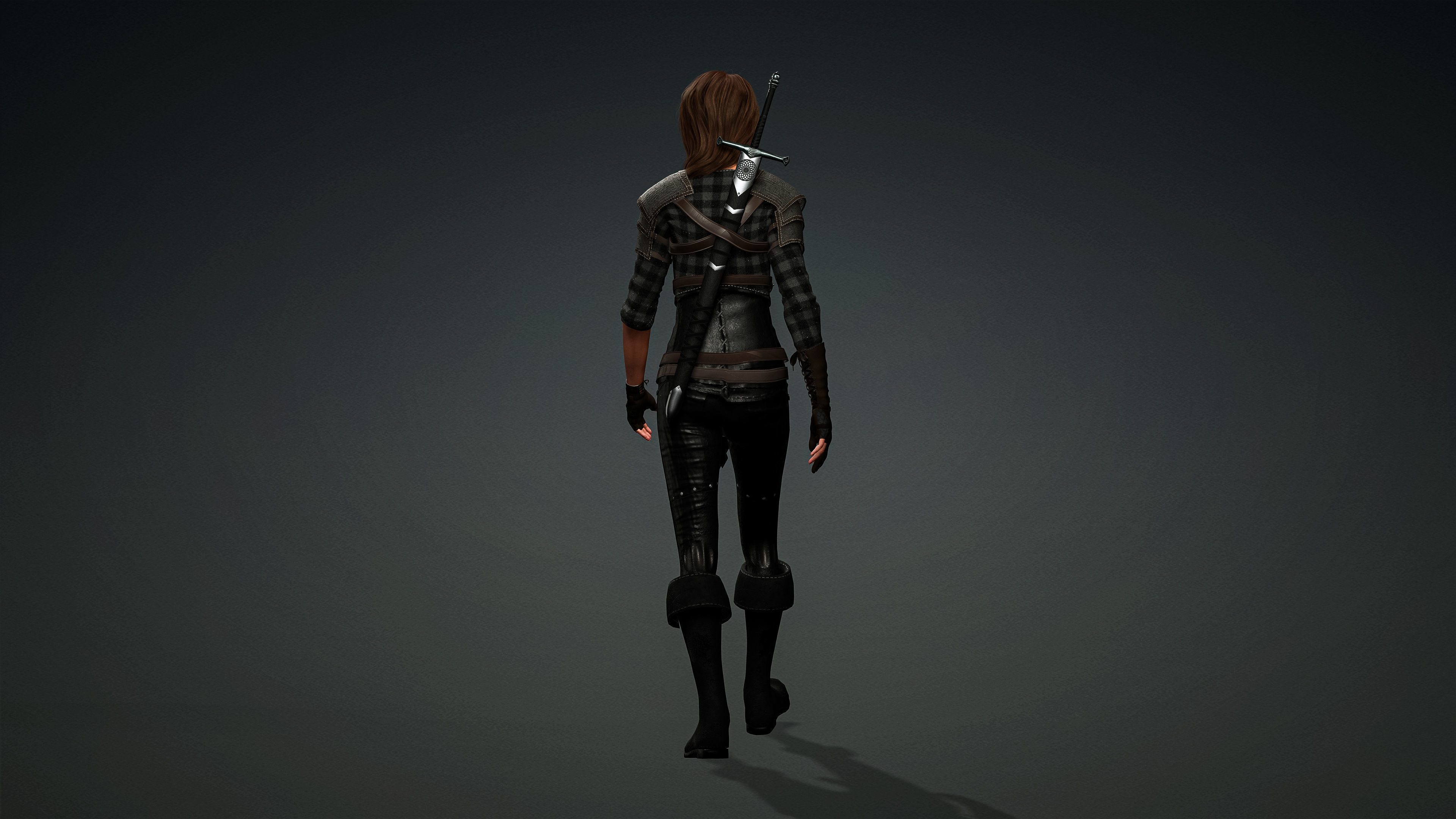 High Quality Realistic Female Warrior Low-poly 3D model_9